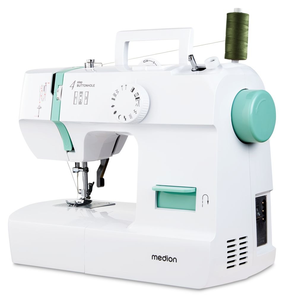Medion® Nähmaschine »SM70 (MD 11179), 12 Stichmuster, Rückwärtstaste, 70 Watt Motorleistung«, 12 Programme, einstellbare Stichlänge, 4 Schritte Knopfloch, umfangreiches Zubehör