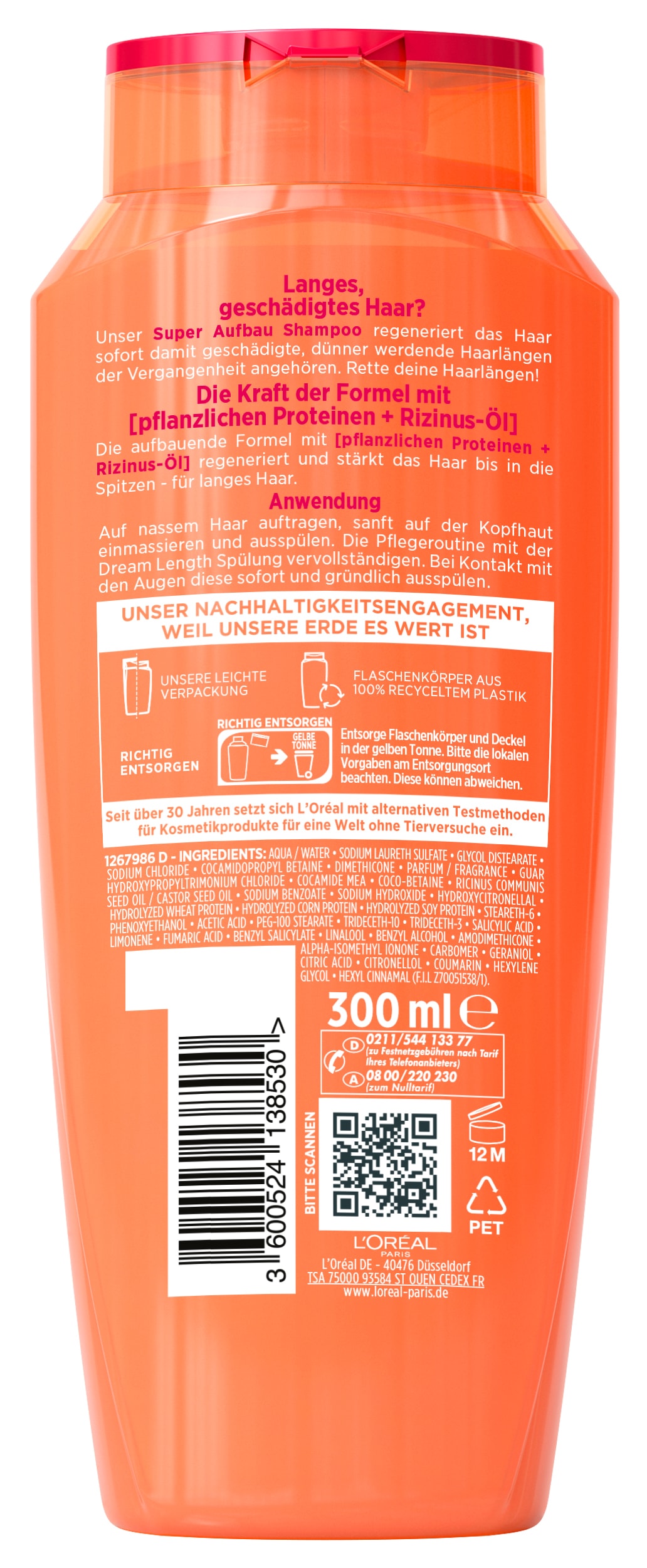 L'ORÉAL PARIS Haarshampoo »L'Oréal Paris Elvital Dream Length Shampoo«, (Packung, 6 tlg.)