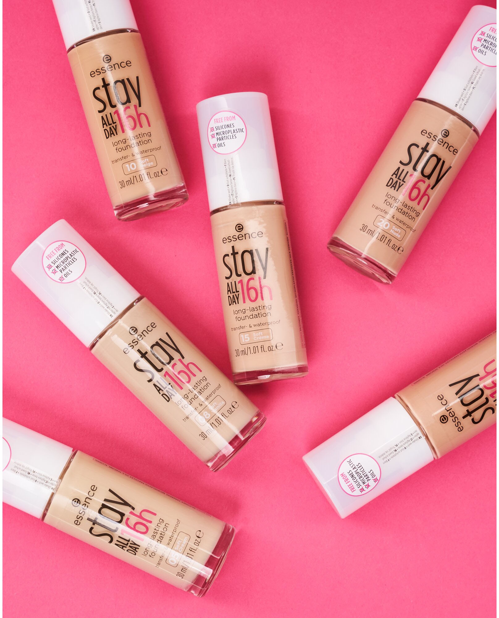 Essence Foundation »stay ALL DAY 16h long-lasting«, (Set, 3 tlg.), mit super softer Textur