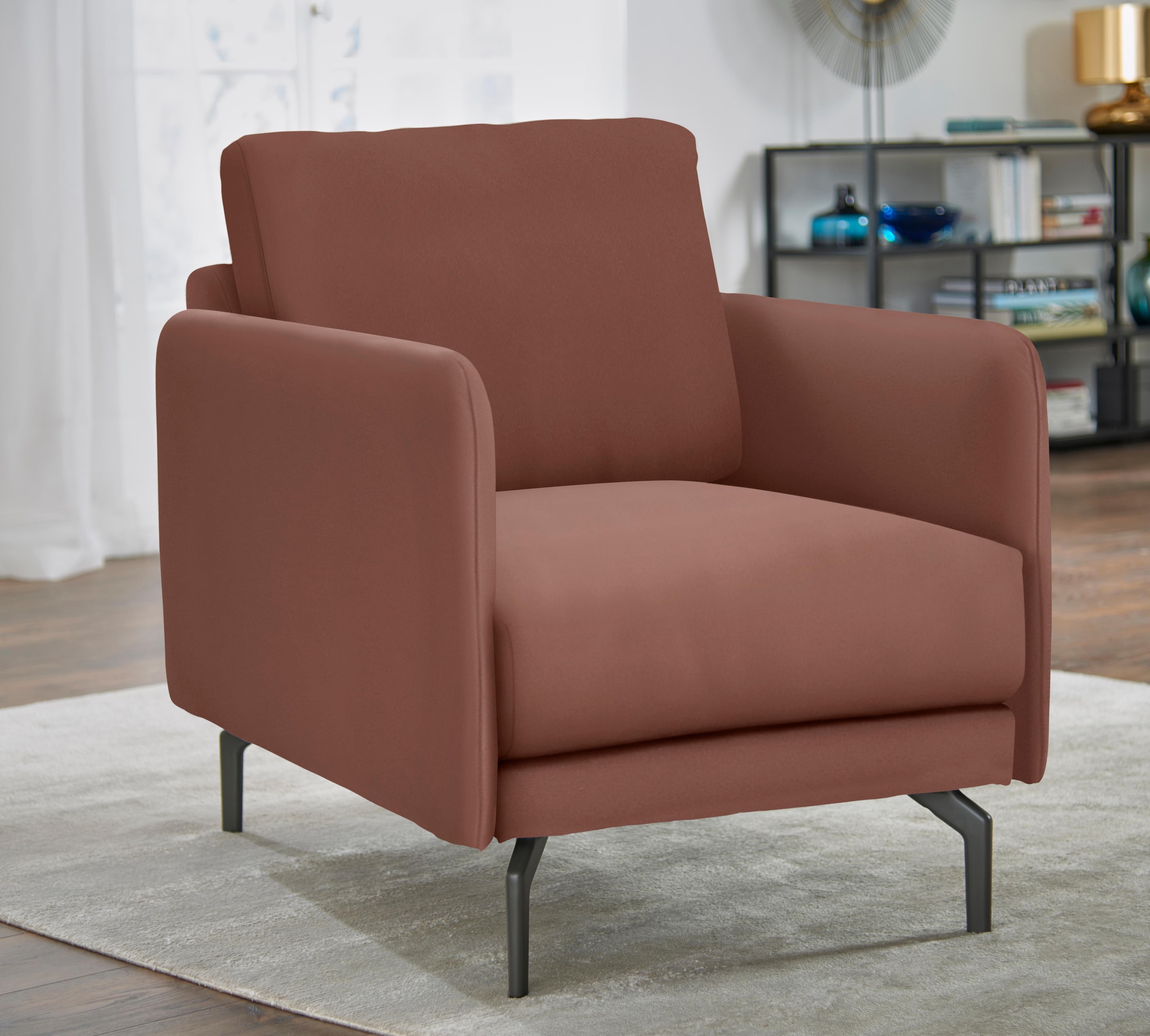 hülsta sofa Sessel »hs.450«, Armlehne sehr schmal, Breite 70 cm, Alugussfuß Umbragrau