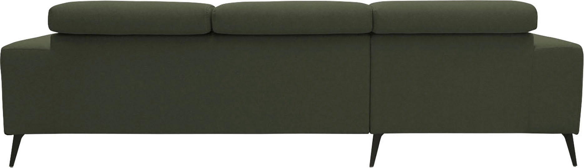 DOMO collection Ecksofa »Trento L-Form, mit Kufenfuß oder Einzelfuß«, wahlweise mit Kopfteilverstellung, Recamiere links/rechts bestellbar