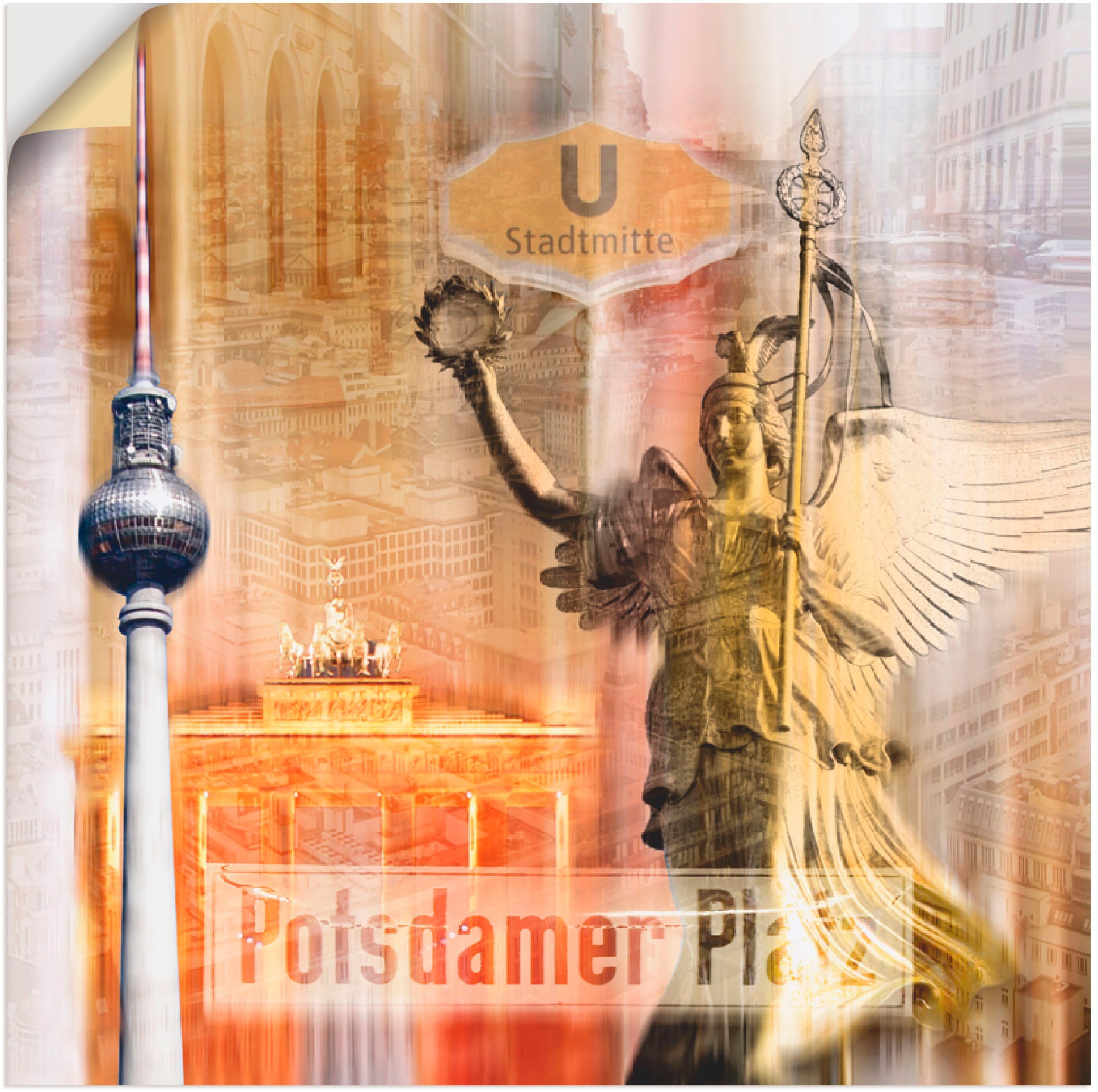 Artland Wandbild »Berlin Skyline Collage V«, Gebäude, (1 St.), in vielen Größen & Produktarten -Leinwandbild, Poster, Wandaufkleber / Wandtattoo auch für Badezimmer geeignet
