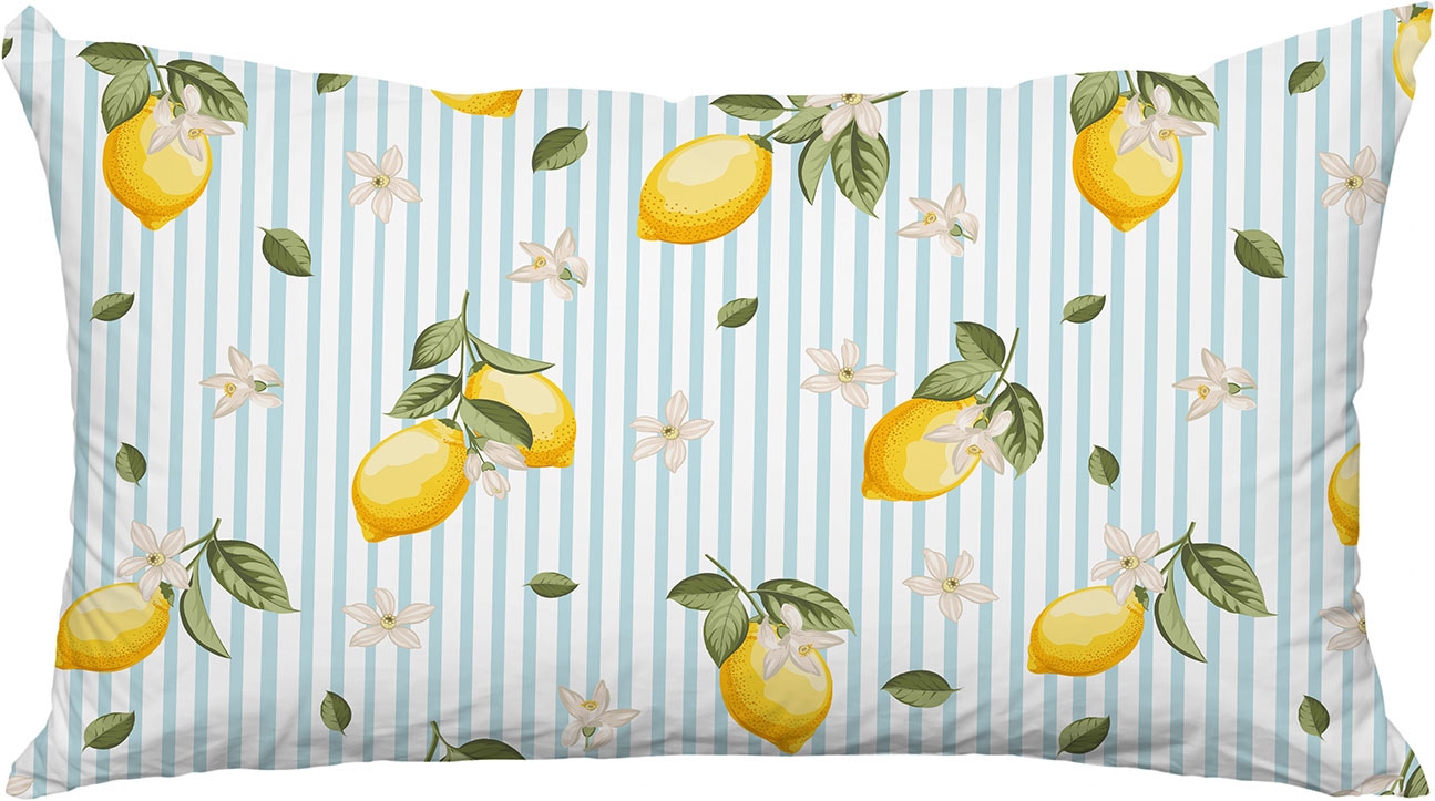 queence Dekokissen »Zitronen  Hellblau« Premium Outdoor Kissenbezug; Format: 60x40 cm
