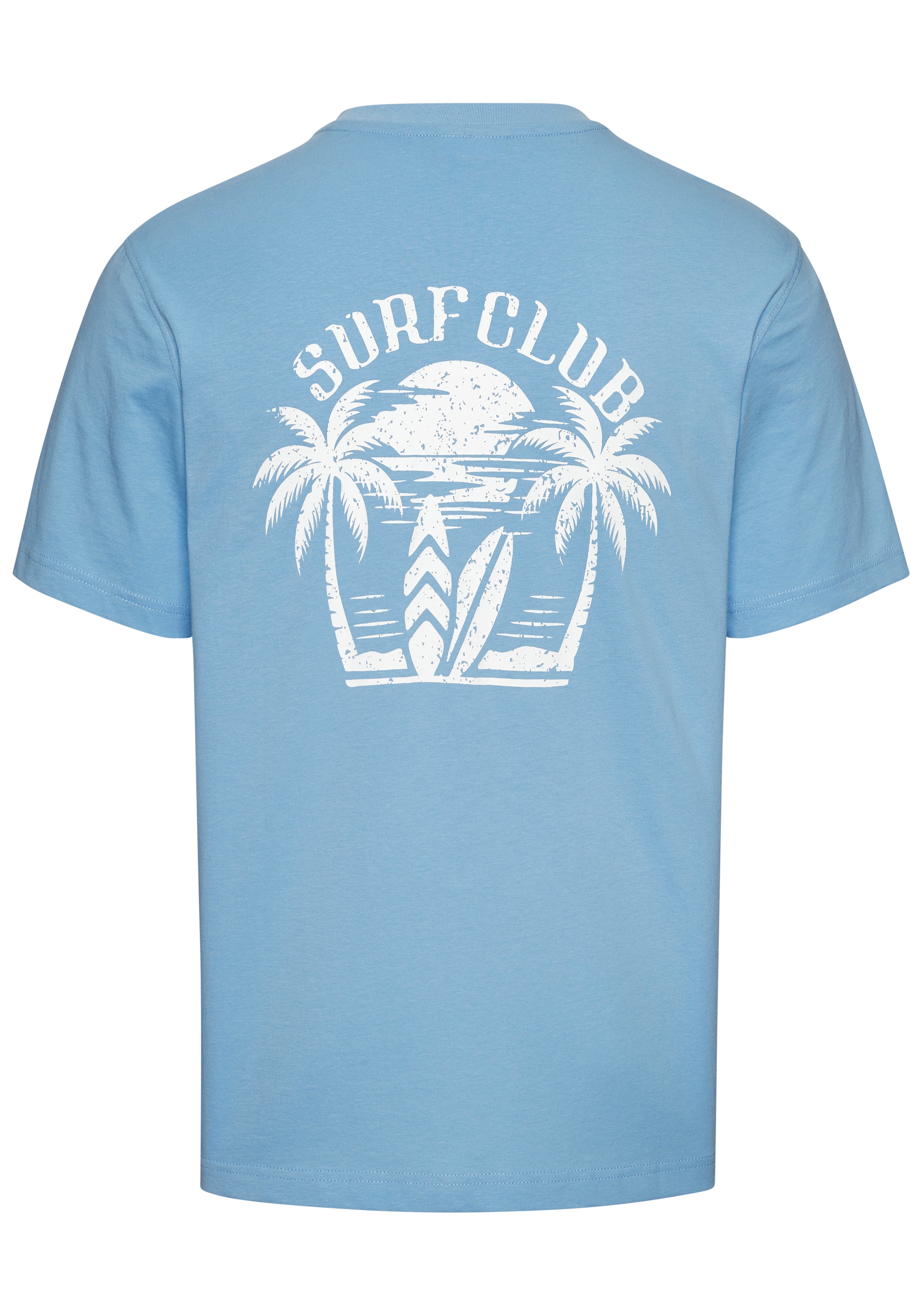 Beachtime T-Shirt », Shirt mit modischem Surfer Print« Regular-Fit bis Größe 5XL, mit kleinem Print vorn/großem Print hinten