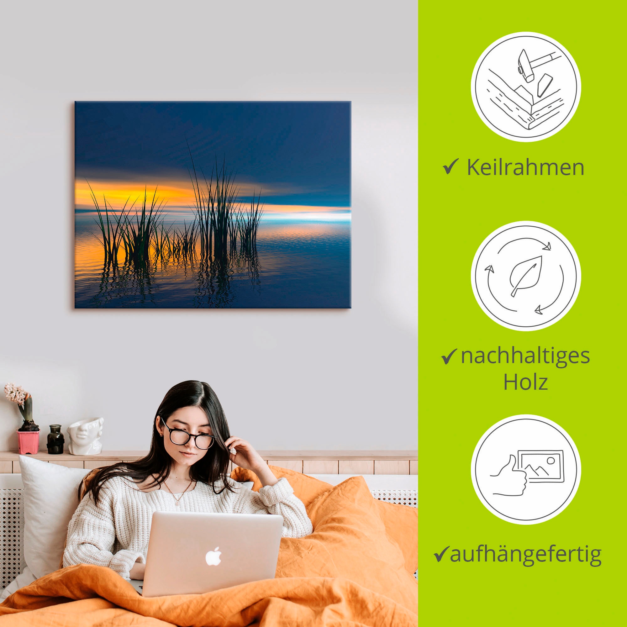 Artland Wandbild »Sonnenuntergang III«, Gewässer, (1 St.), als Leinwandbild, Wandaufkleber in verschied. Größen