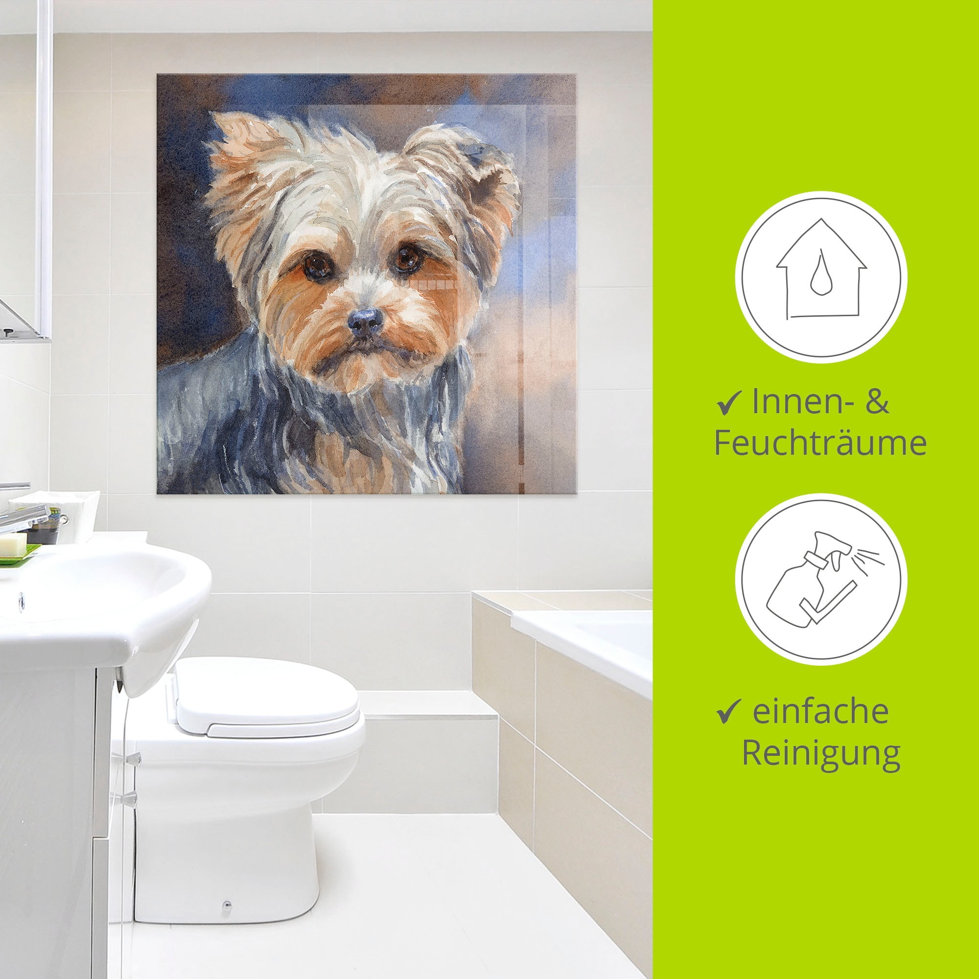 Artland Glasbild »Sadie Belle Yorkshire Terrier«, Haustiere, (1 St.), in verschiedenen Größen