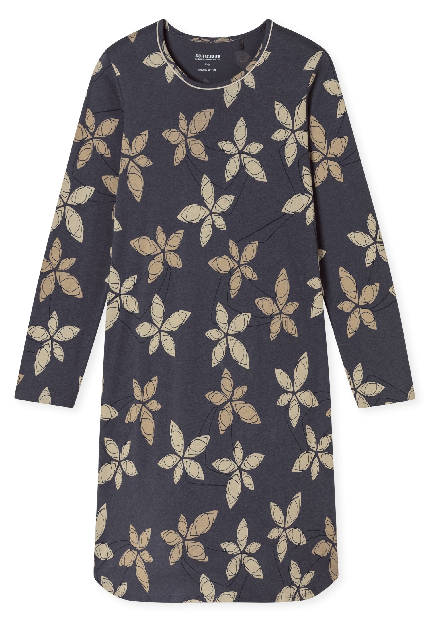 Schiesser Nachthemd »Comfort Nightwear«, florales Muster, langärmelig, Single-Jersey, Rundhalsausschnitt