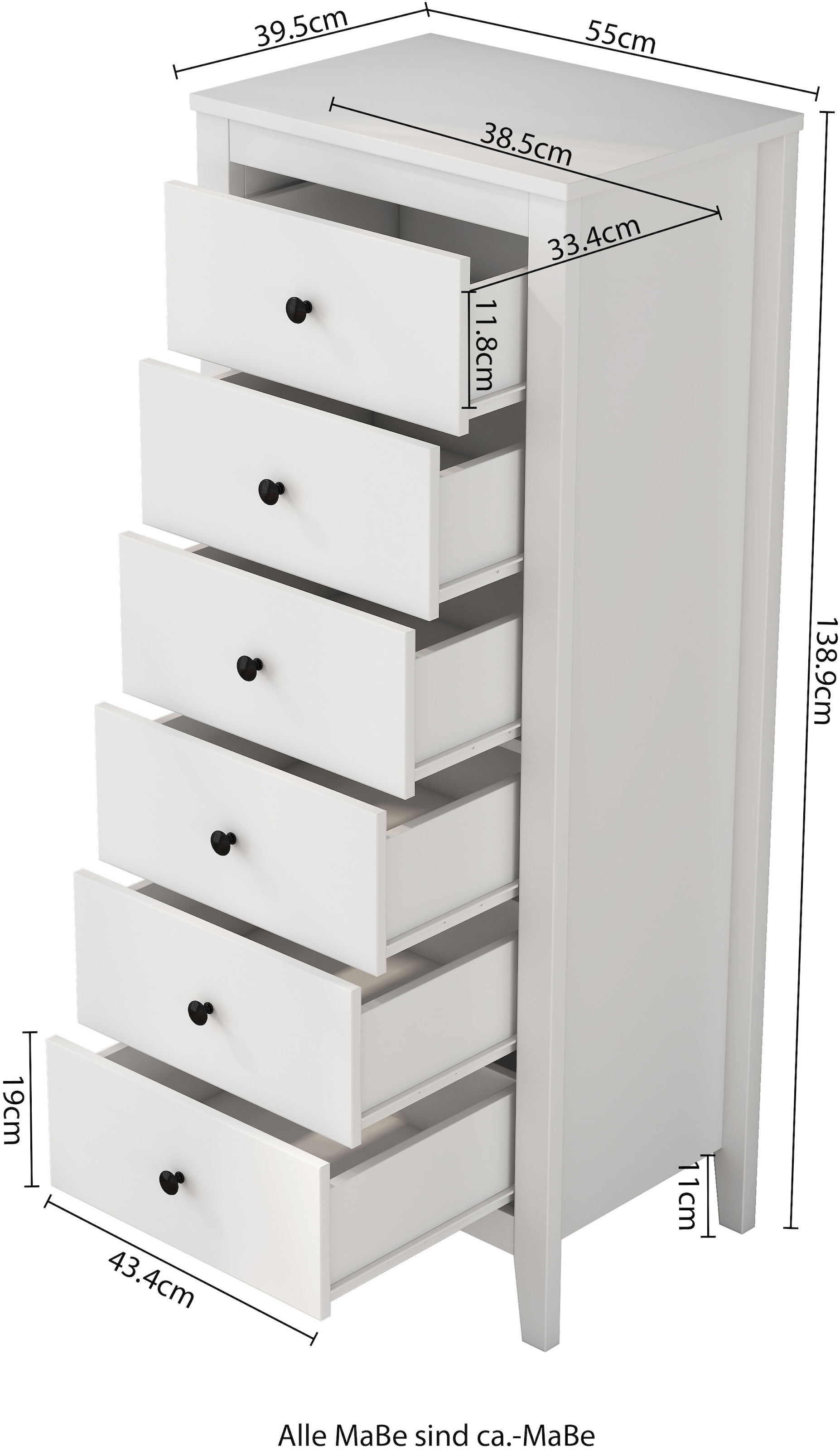 OTTO home Kombikommode »Borkum Sideboard Anrichte mit 6 Schubladen Landhaus weiß Bestseller« hochwertige Griffe aus Metall,  Kommode Schrank Wäscheschrank mit 6 Schubladen