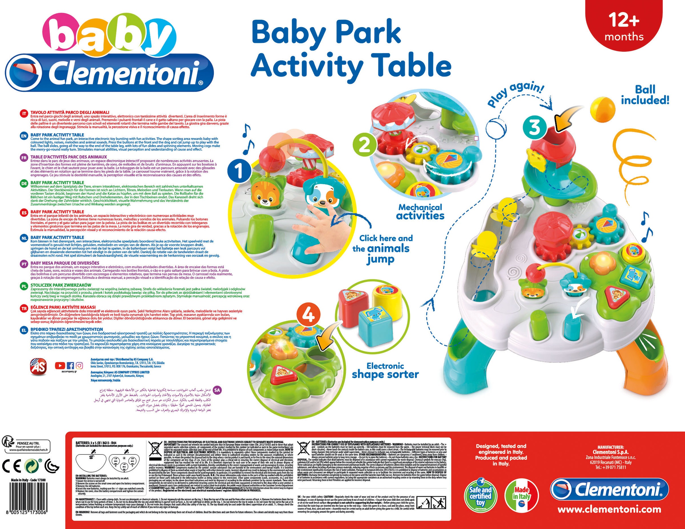 Clementoni® Spieltisch »Baby Clementoni, Park Activity Table«, mit Licht und Sound; Made in Europe