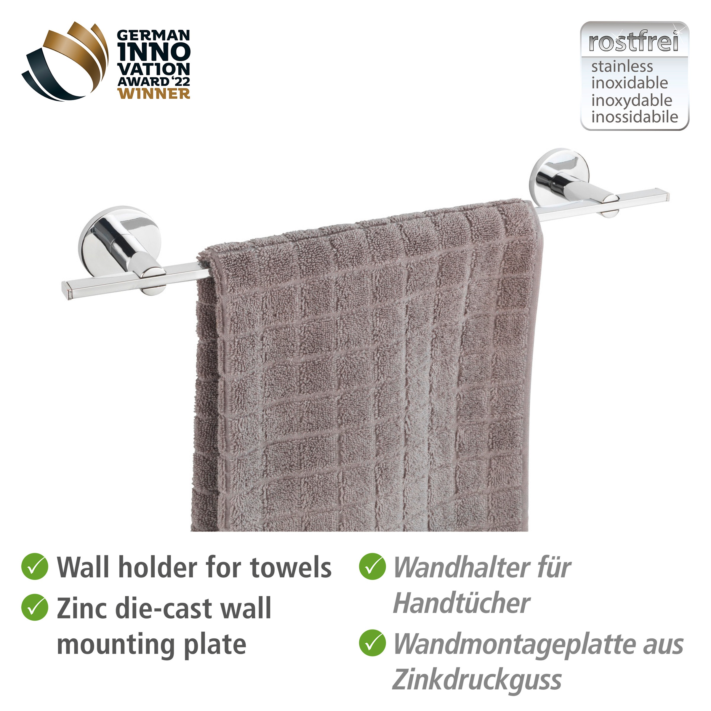 WENKO Handtuchstange »UV-Loc® Isera«, befestigen ohne Bohren