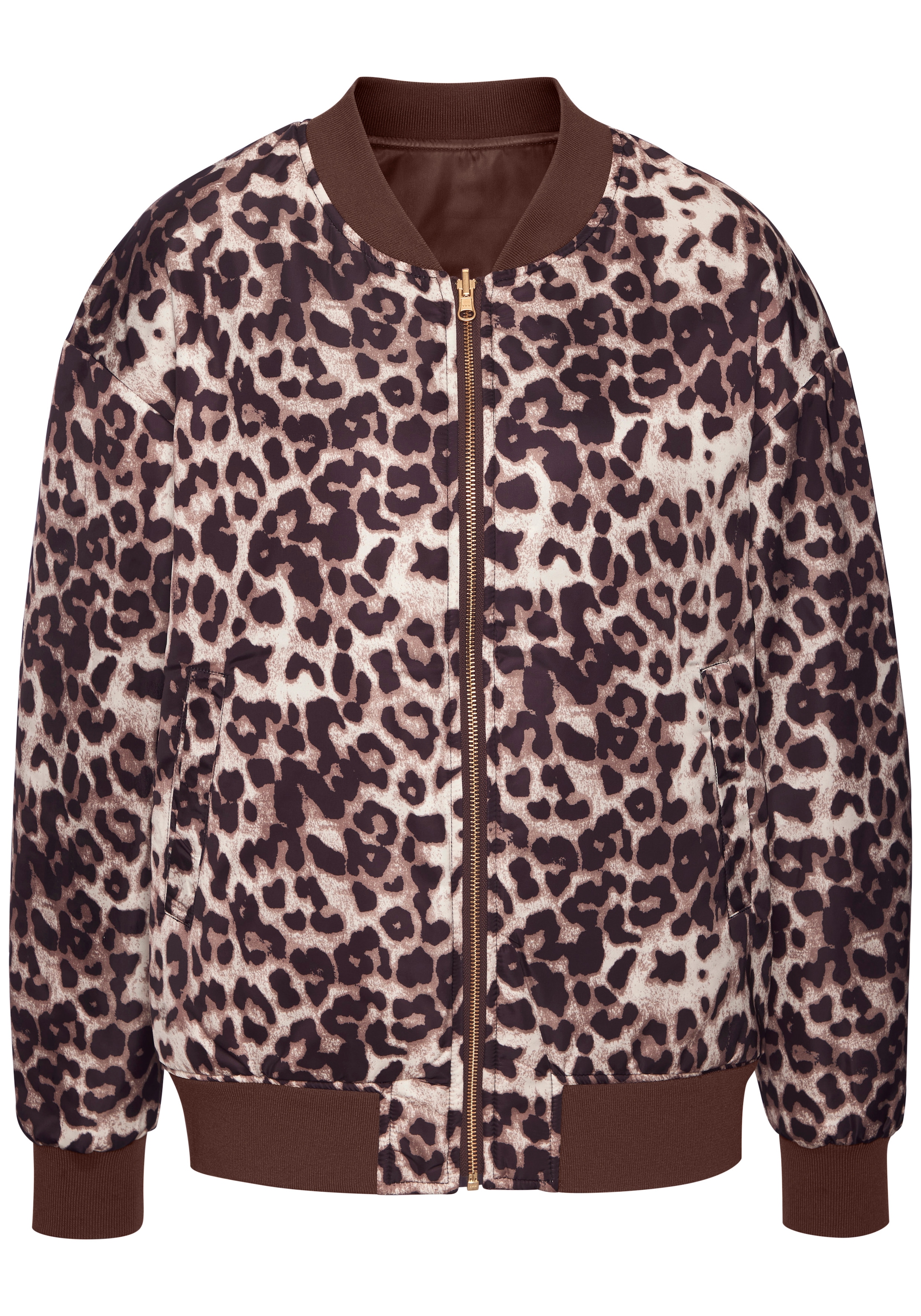 Buffalo Wendejacke Dunkelbraun/Leoprint, Bomberjacke, modisch