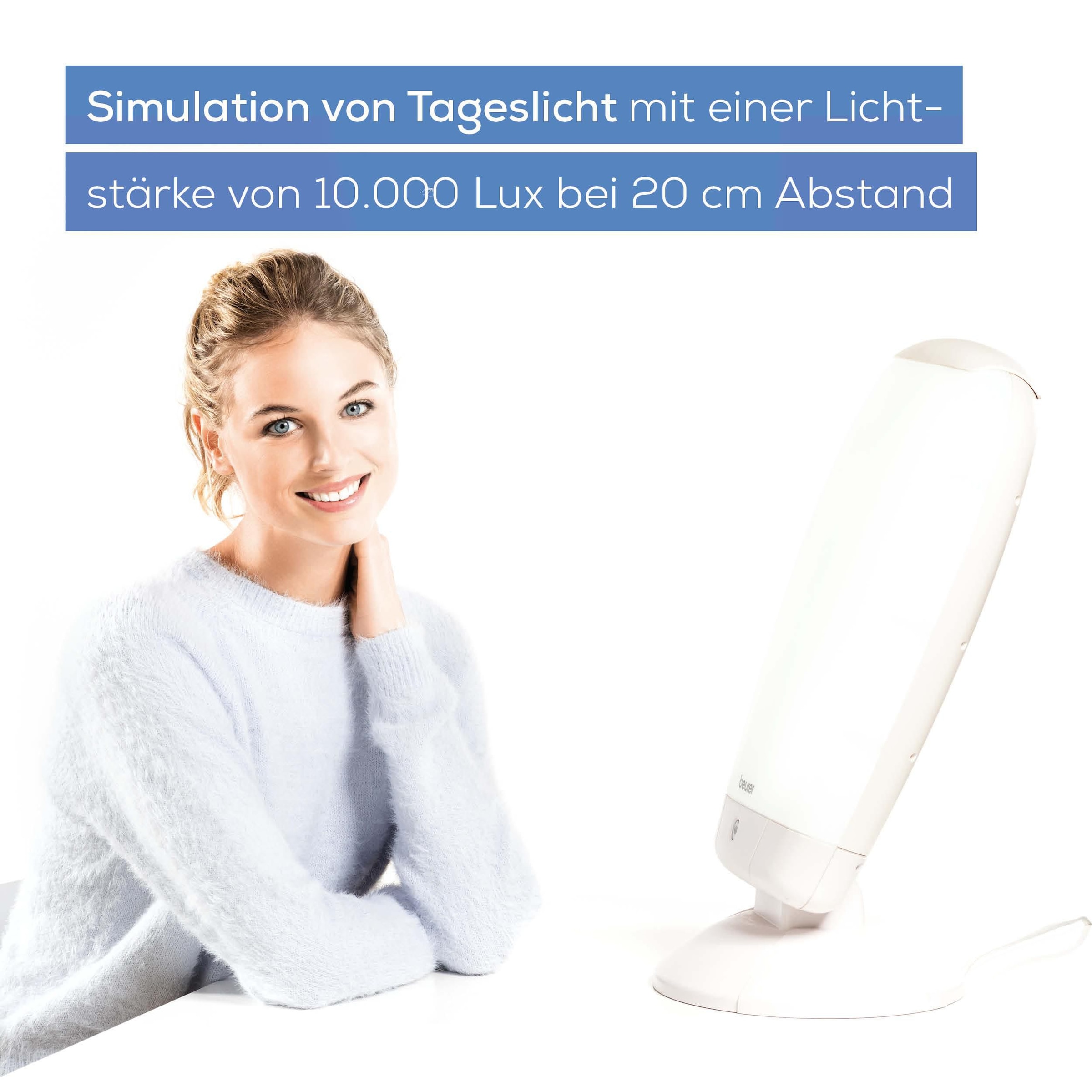 BEURER Tageslichtlampe »TL 80 Tageslichtleuchte zur Simulation von Tageslicht an dunklen Tagen«, 10.000 Lux Lichtstärke, Medizinprodukt, einfache Ein-Knopf-Anwendung