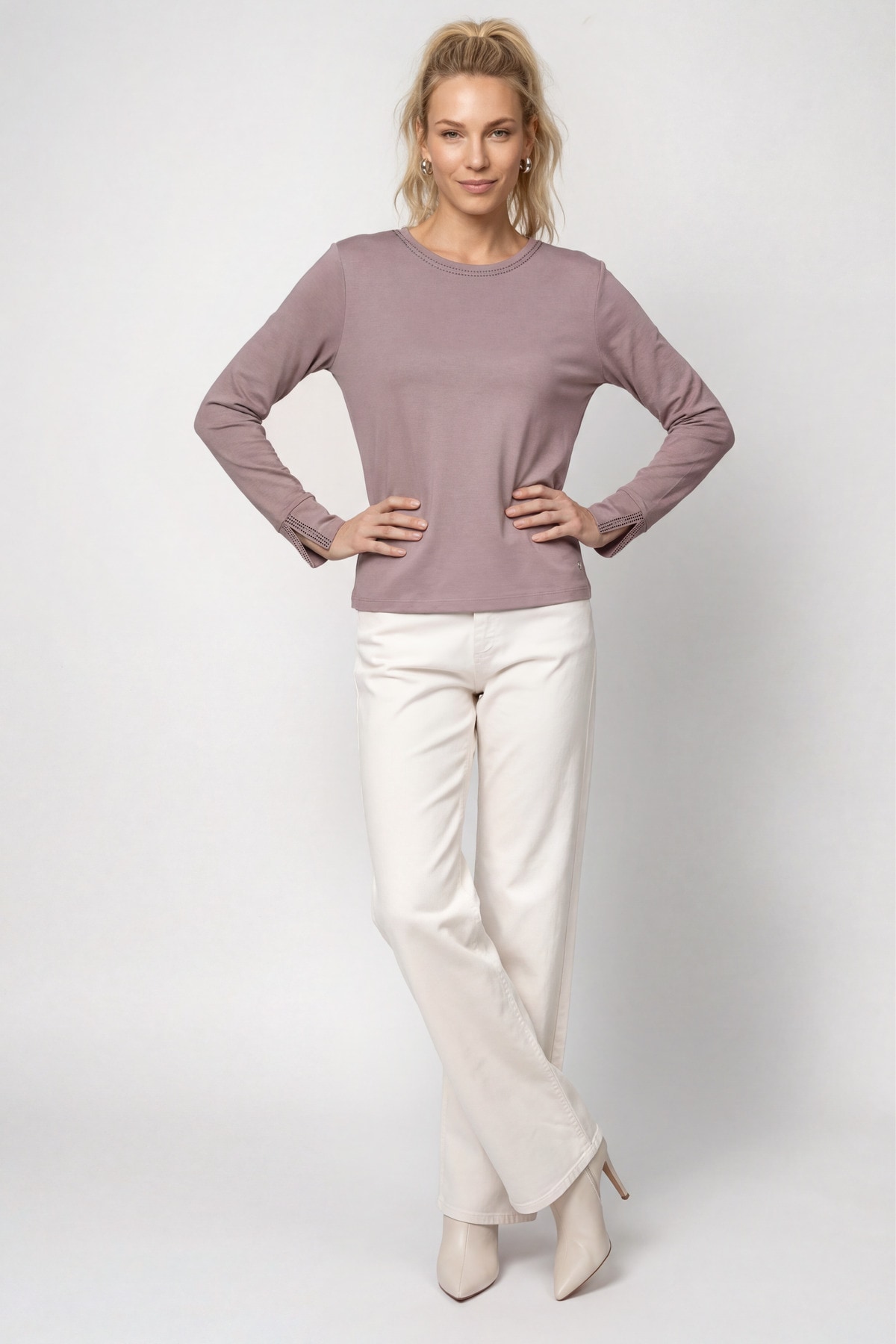 Monari Langarmshirt »Shirt Basic Schmuck« Regular fit mit Rundhalsausschnitt
