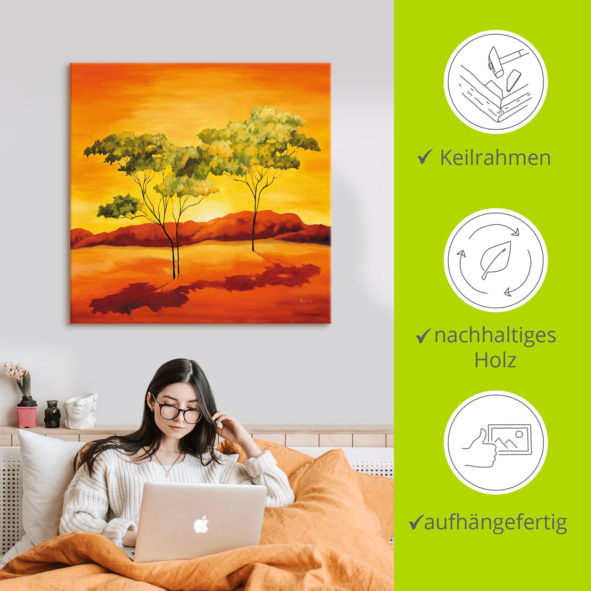 Artland Wandbild »Sonnenuntergang in der Steppe«, Afrika, (1 St.), als Leinwandbild, Poster in verschied. Größen