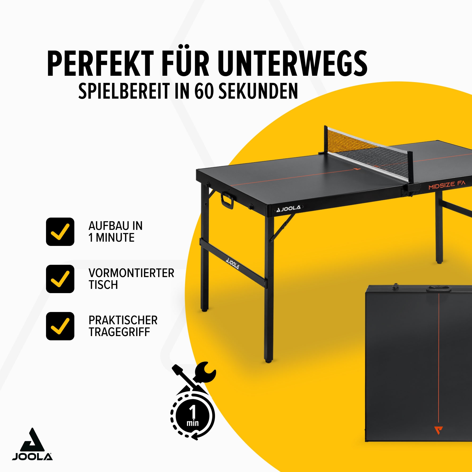 Joola Mini-Tischtennisplatte »Midsize FA« Tischtennistisch im modernen Design inklusive Tischtennisnetz - 12 kg