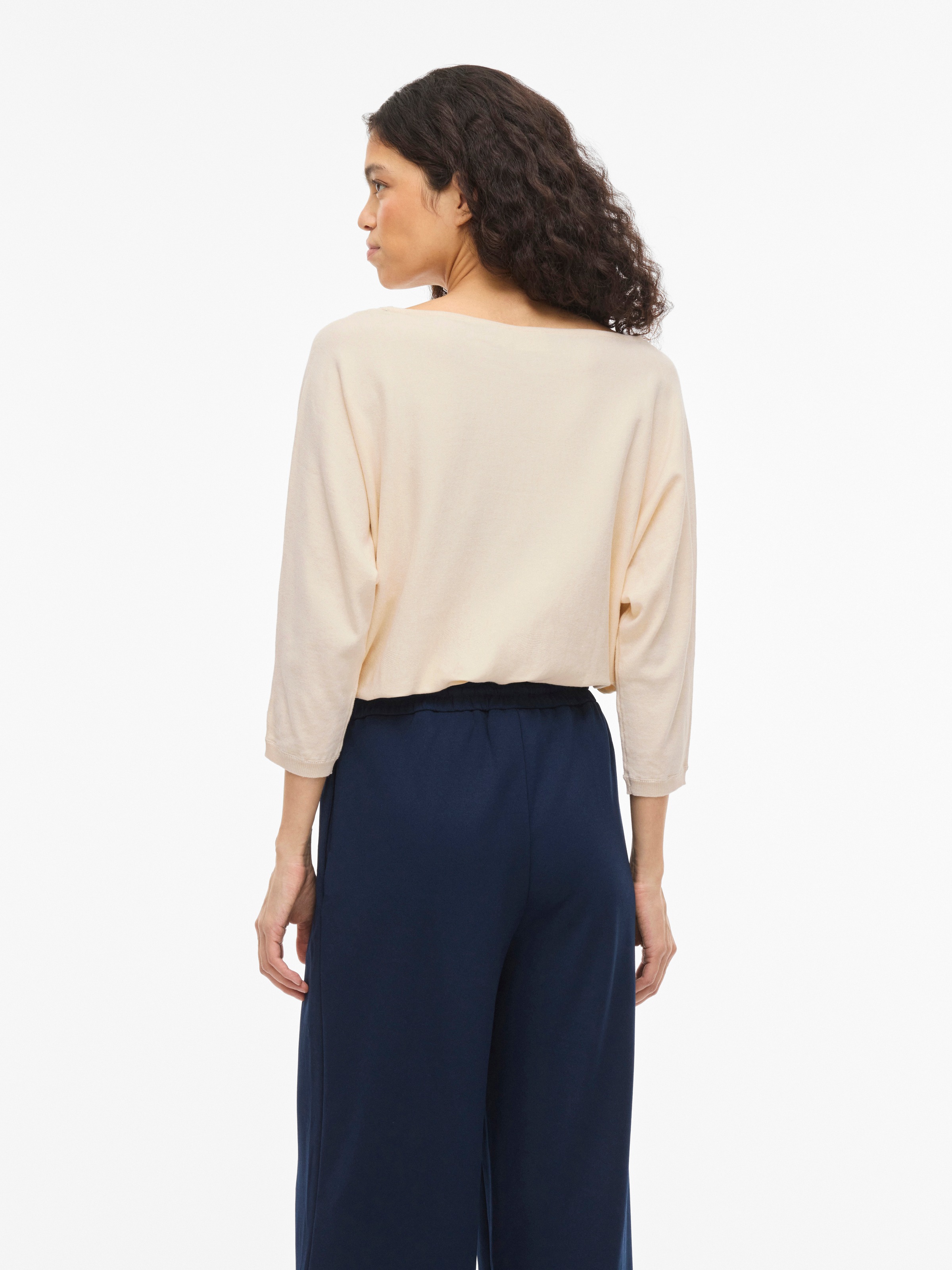 Vila 3/4 Arm-Pullover »VIMALU BOATNECK 3/4 SLEEVE KNIT TOP-NOOS« Materialmix, loose fit