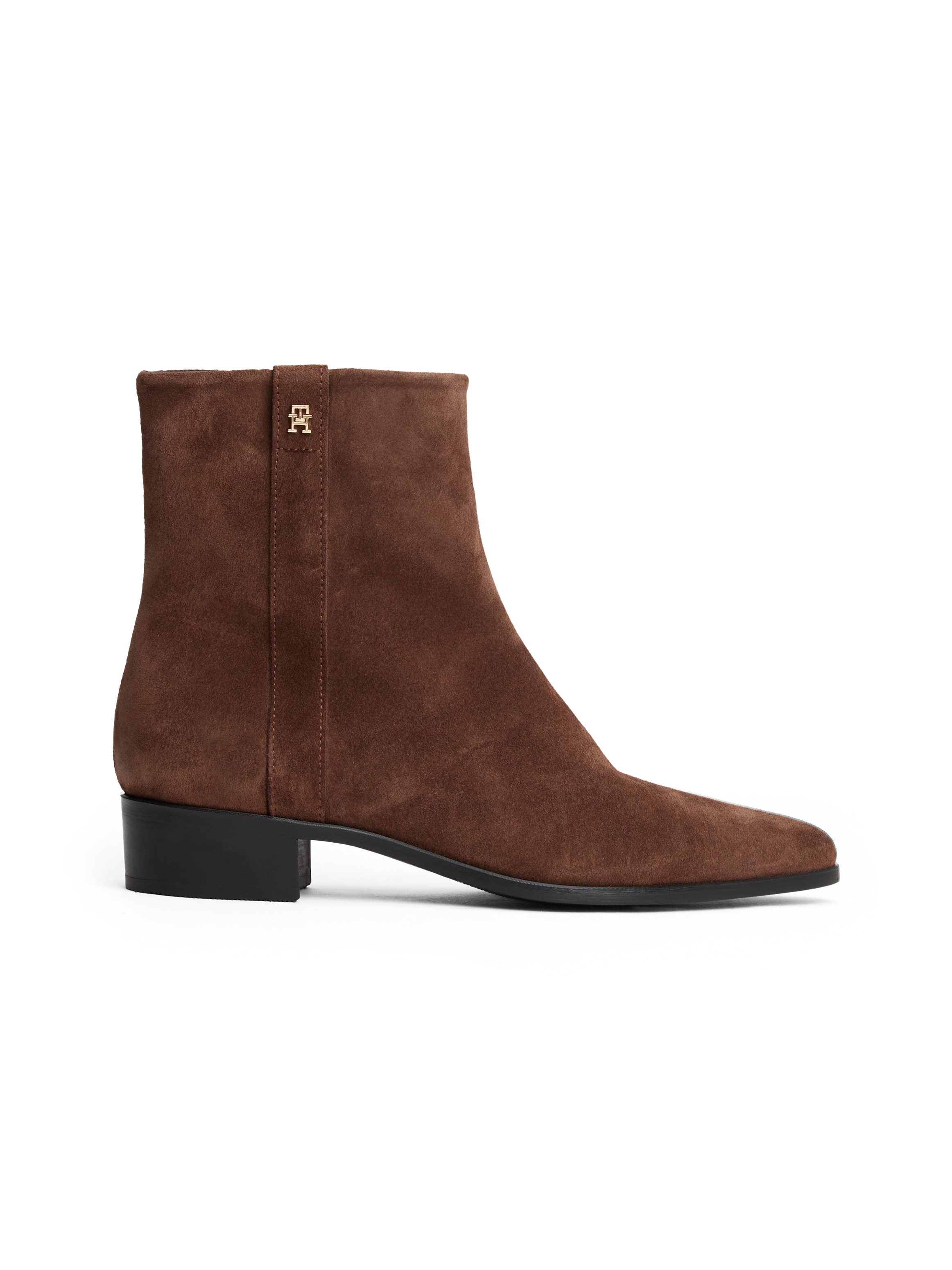 Tommy Hilfiger Stiefelette »TH SUEDE POINTY ZIP BOOTIE«, Blockabsatz, Westernboots, Cowboyboots hat eine schmale Form