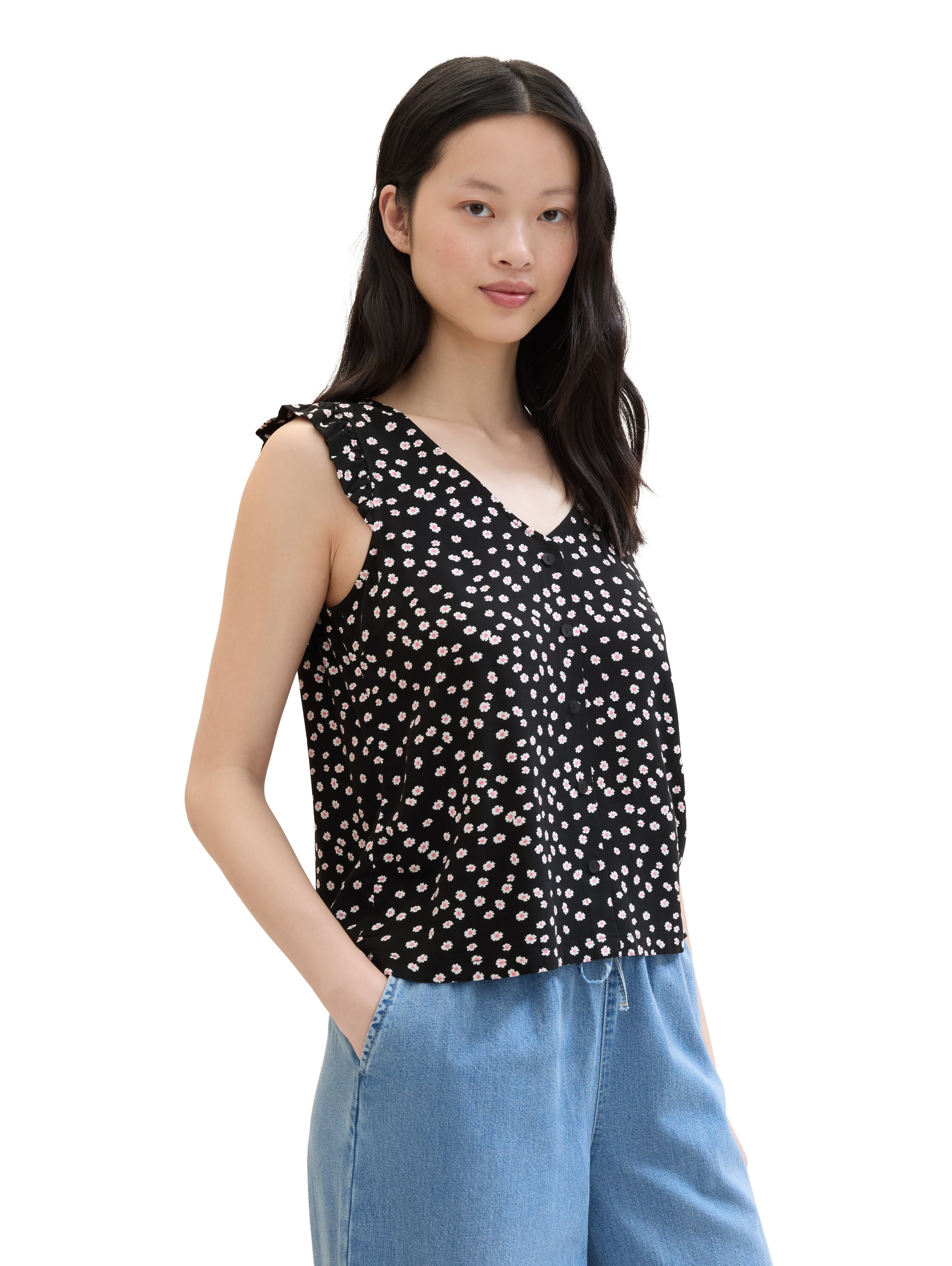 TOM TAILOR Denim Blusentop, mit All-Over Print
