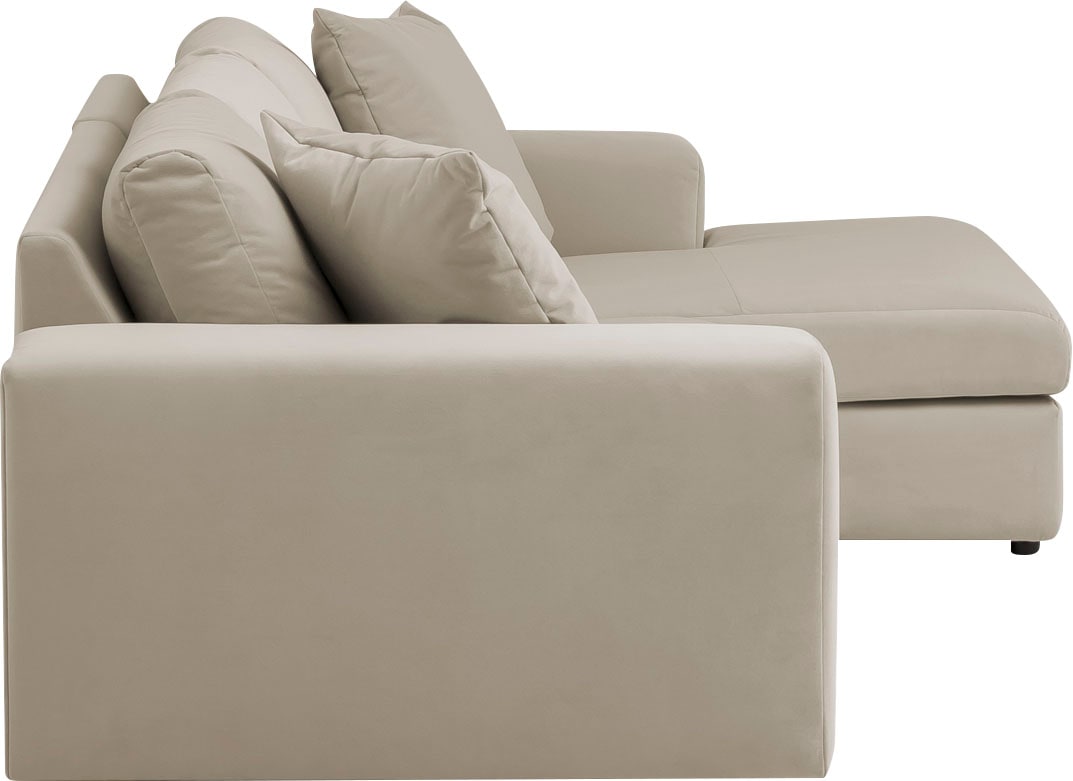 andas Ecksofa »SLEETLAND XXL in Samtvelours oder Vintage-Leder-Optik, L-Form,«, besonders groß und bequem