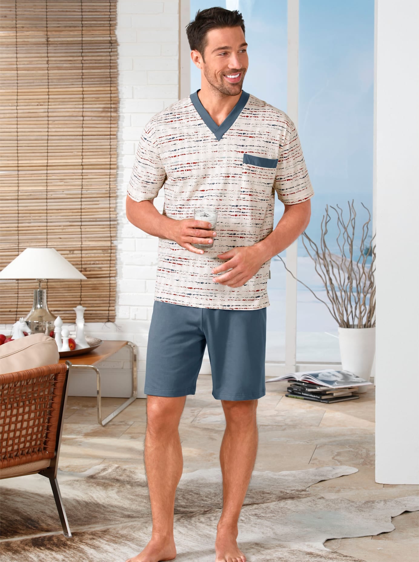 Götting Herren Schlafanzug in blau, Größe 54