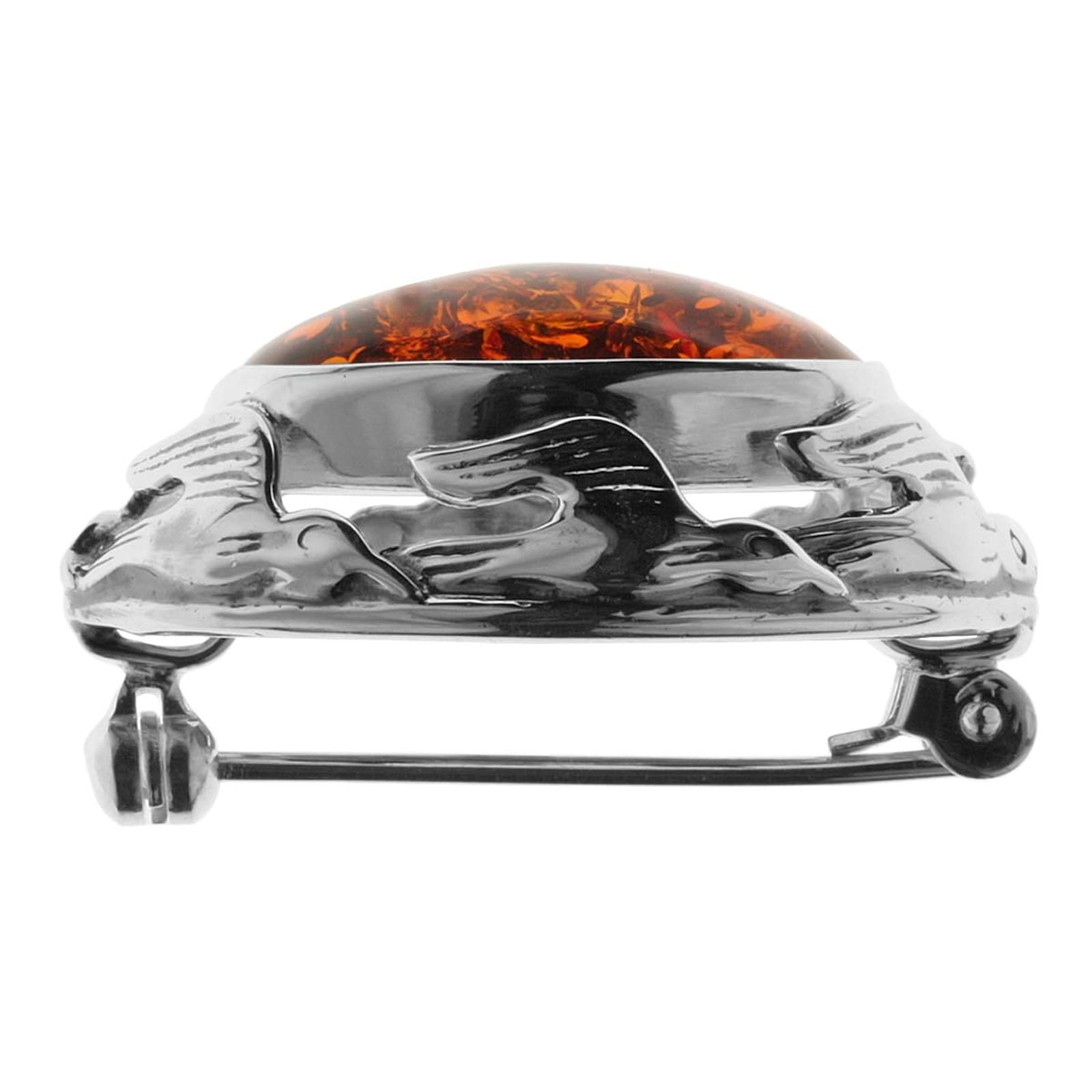 OSTSEE-SCHMUCK Brosche »- Fischland 30x23 mm - Silber 925/000 - Bernstein«