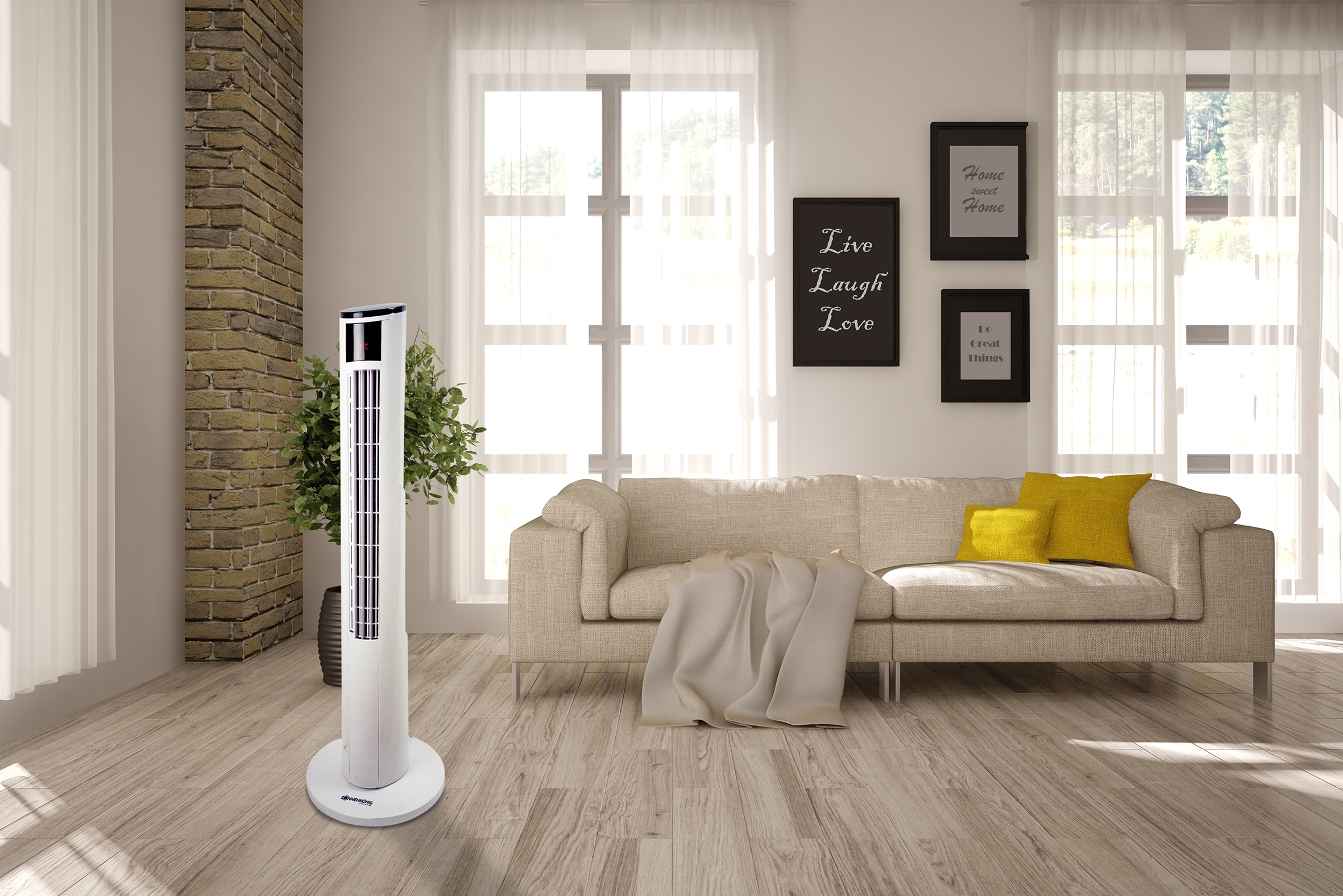 Sonnenkönig Turmventilator »Air Fresh 9, Fernbedienung, 4 Stufen, 0.16L/24h, 1-8h Timer,«, Touch-Funktion, automatische Oszillation