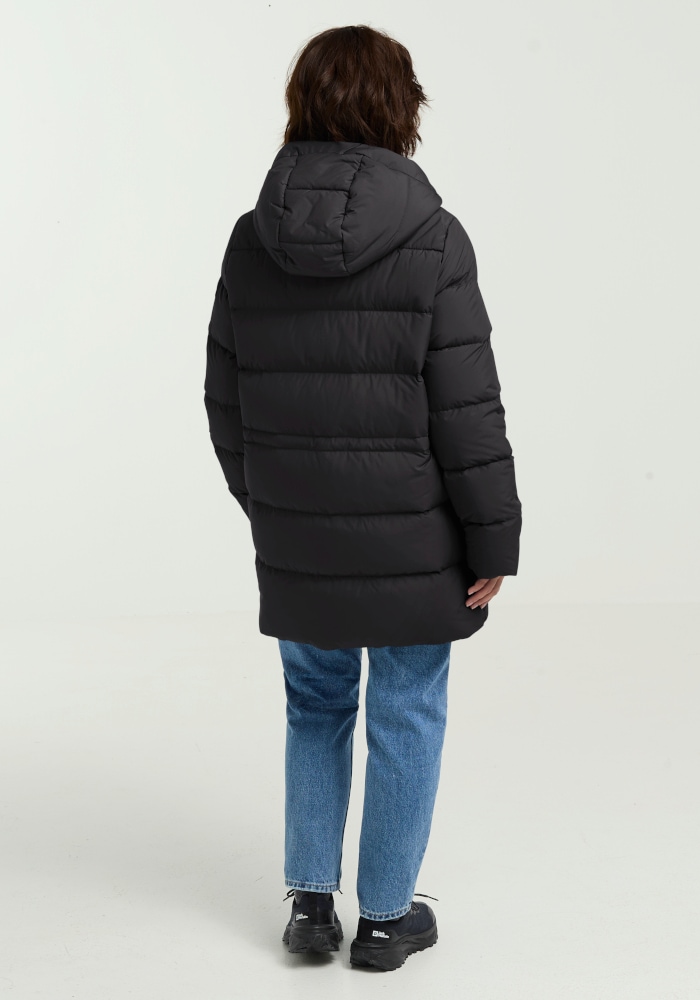 Jack Wolfskin Daunenmantel »FROZEN PALACE LONG JKT W RDS« mit Kapuze, wärmeisolierende Daunenfüllung, winddicht
