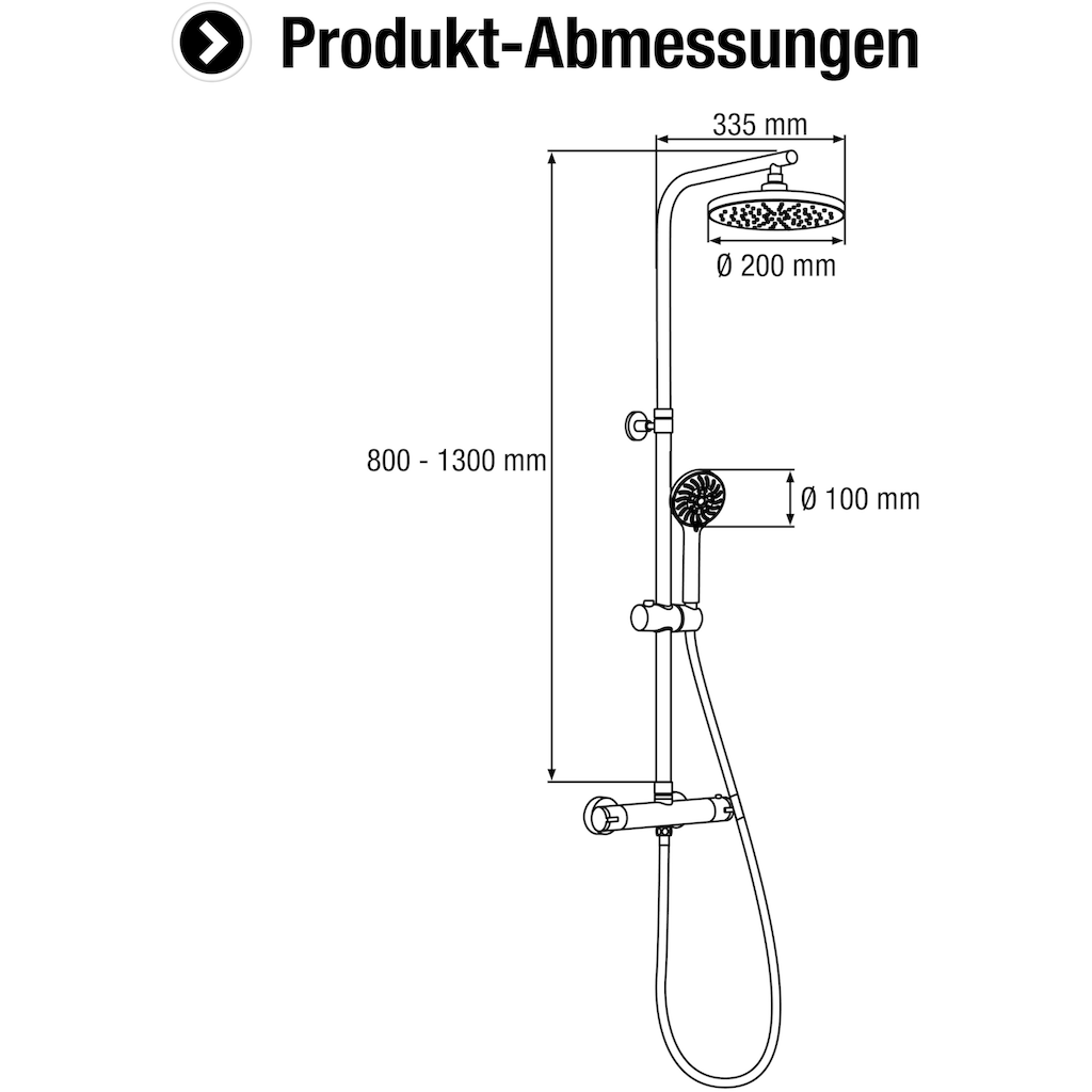 CORNAT Duschsystem »"Perfect Neo" - verchromt - Thermostatarmatur - Variables Steigrohr«