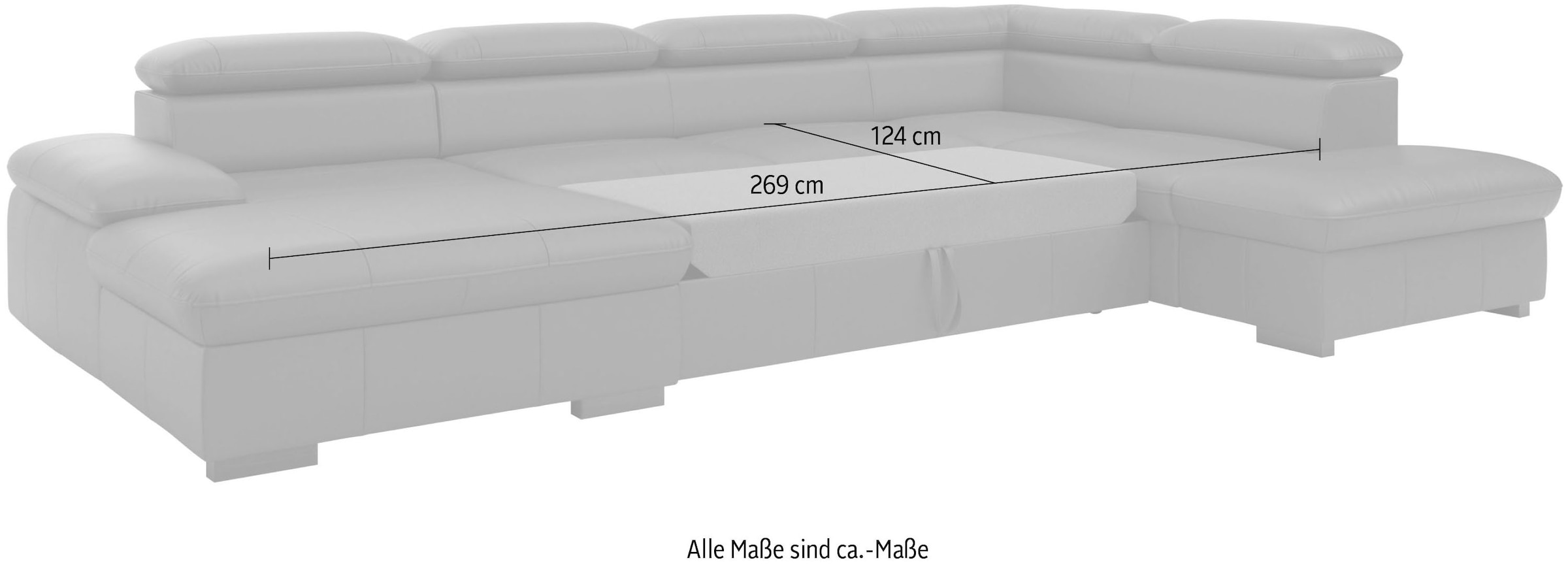 Home affaire Wohnlandschaft »Alberto U-Form«, mit Kopfteilverstellung, wahlweise mit Bettfunktion