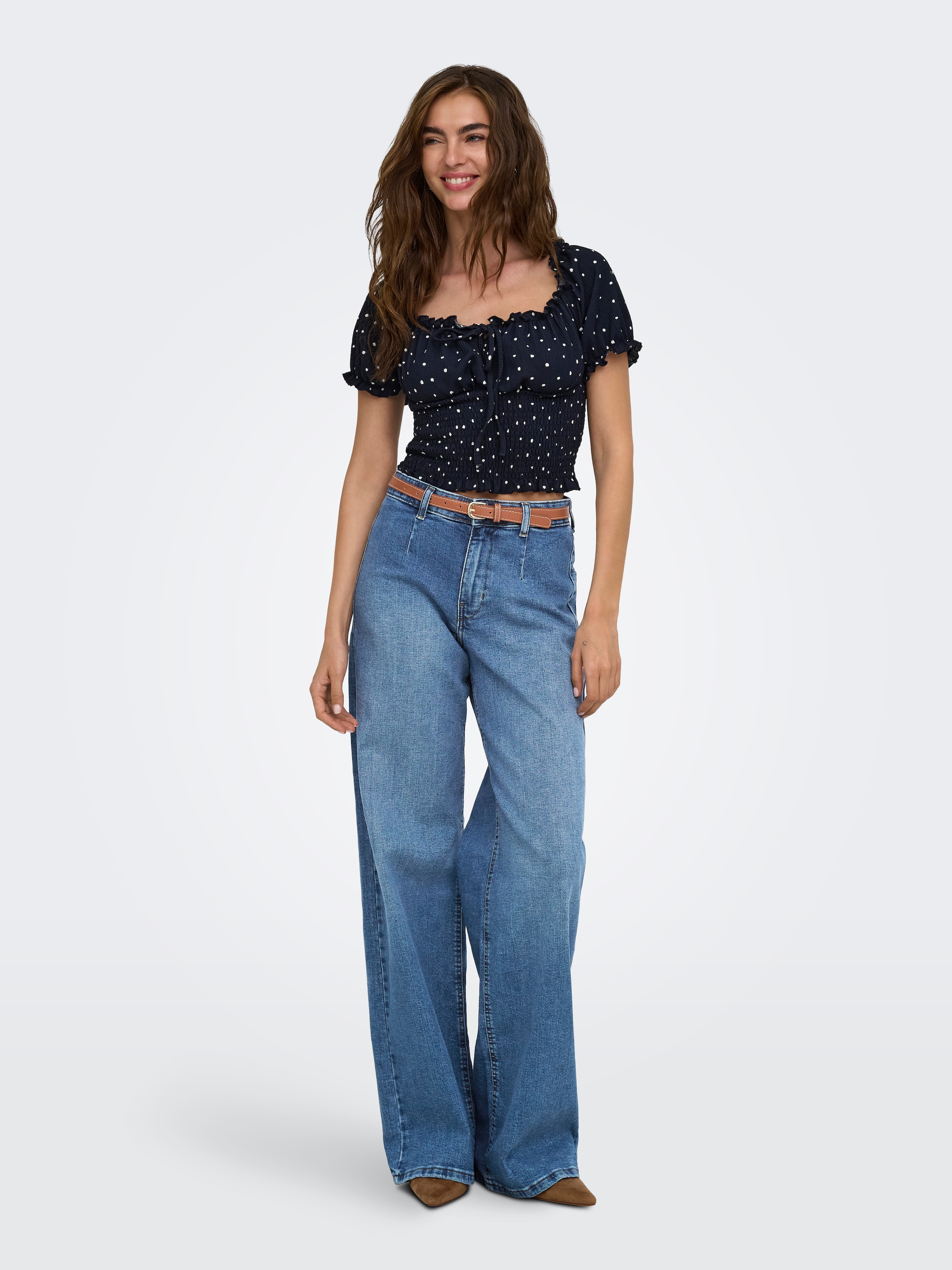 ONLY High-waist-Jeans »ONLMADISON HW WIDE BELT DNM TAI635« Baumwollmischung