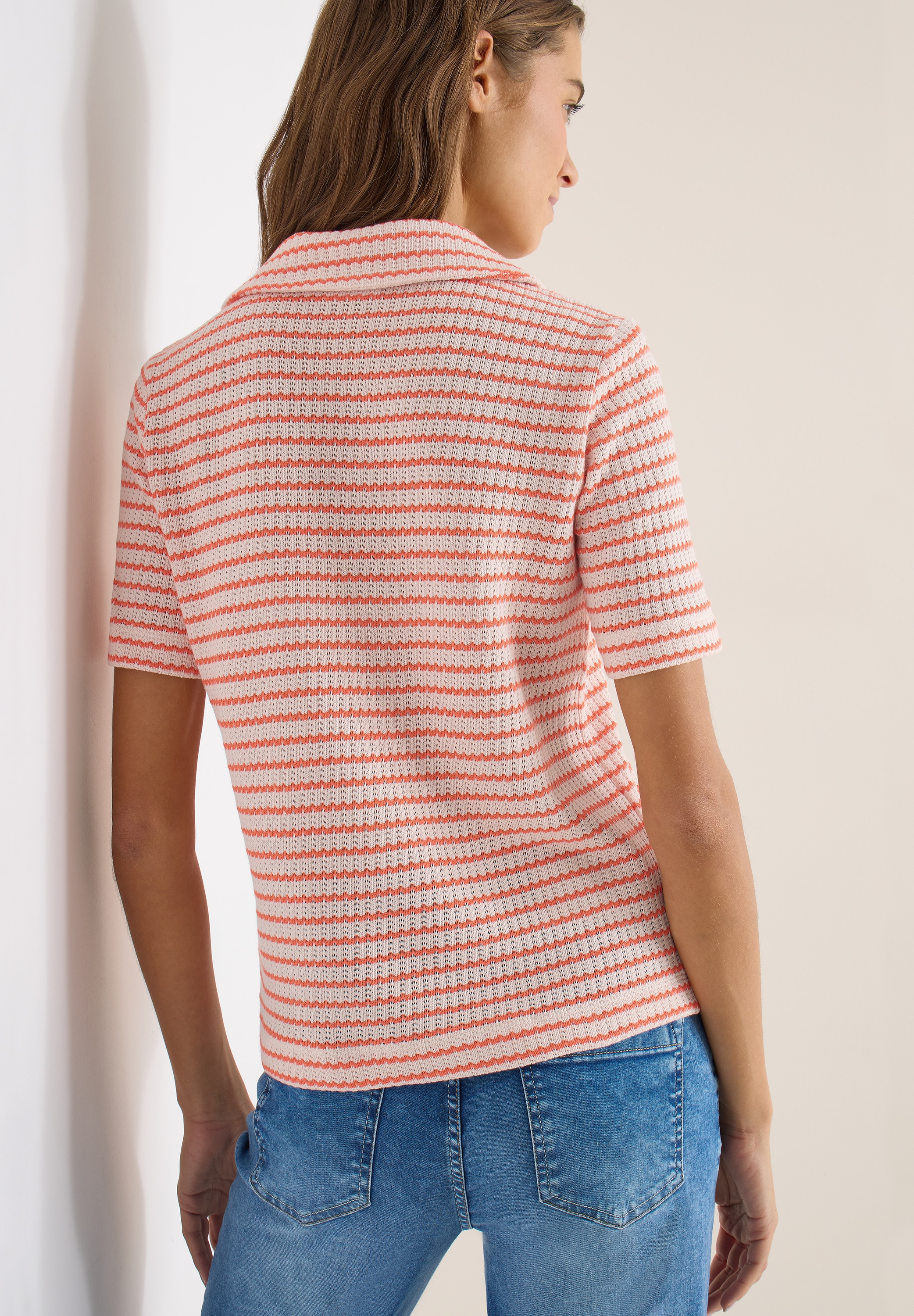 Cecil T-Shirt Ajourstrick mit Streifenmuster