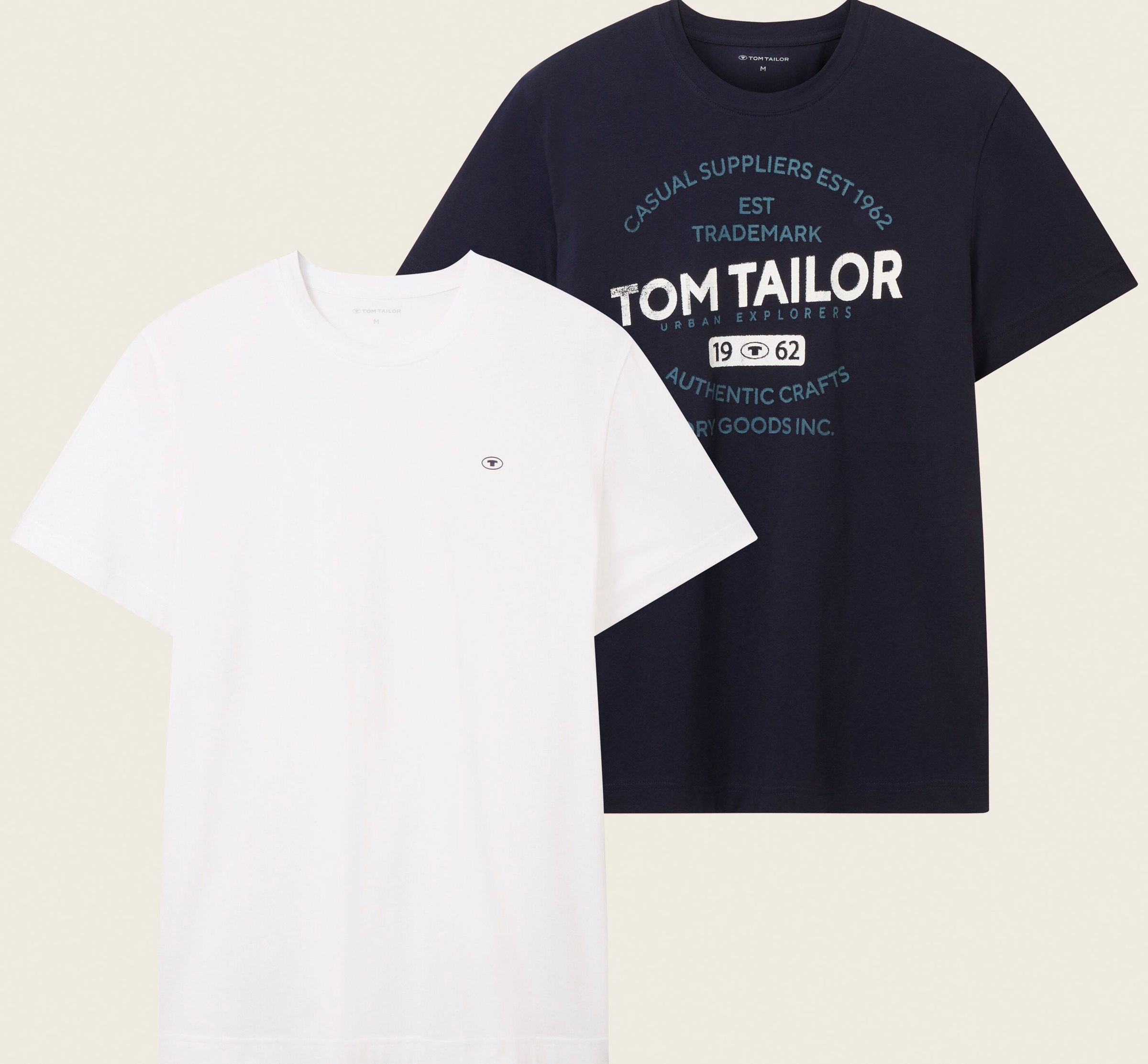 TOM TAILOR T-Shirt, (Packung, 2 tlg.), 1x mit großem Print 1x mit kleinem  Logo auf der Brust online kaufen bei OTTO | Rundhalsshirts