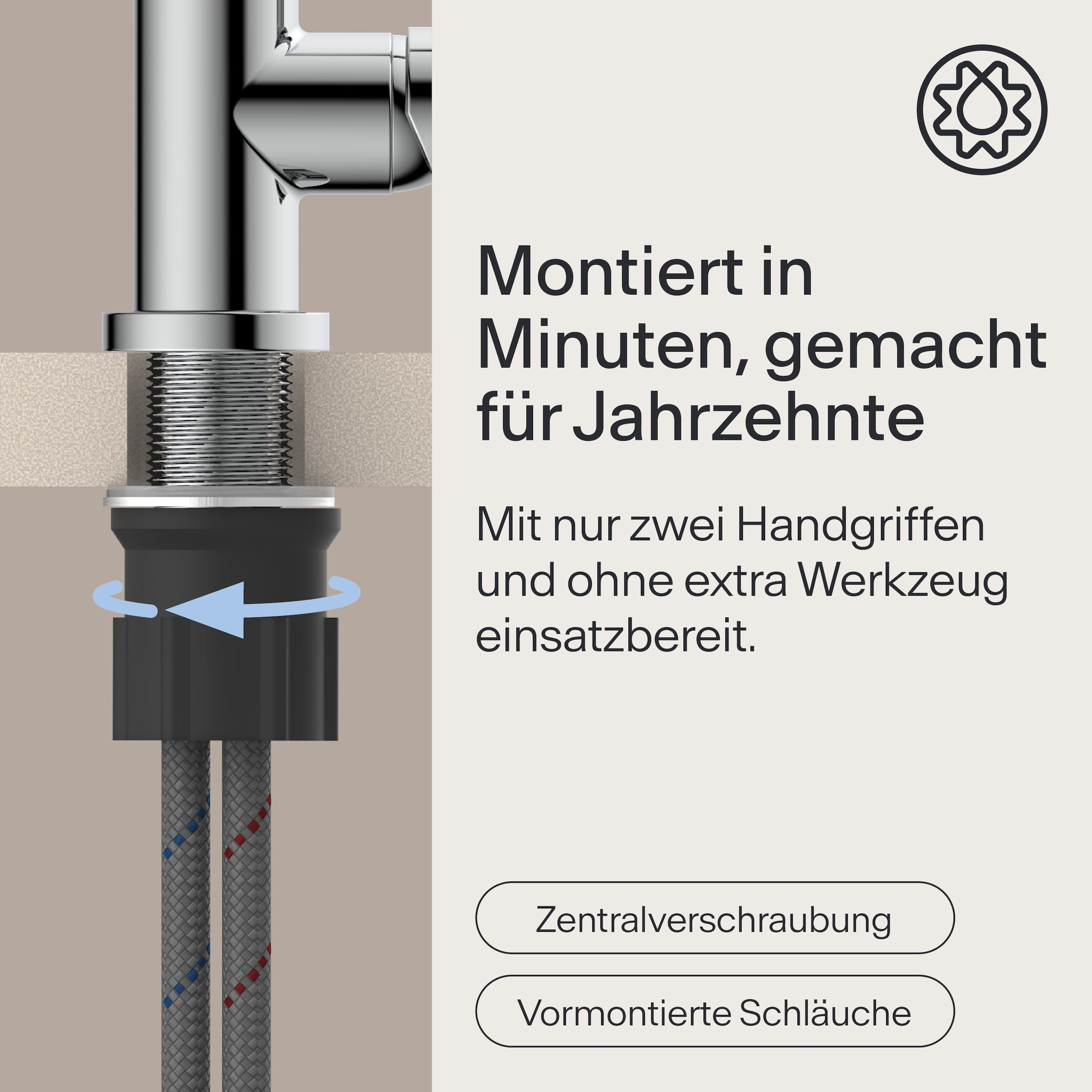 WASSERWERK Spültischarmatur »WK 5, Wasserhahn, Küche, Einhebelmischer« 360° schwenkbar, Cold-Start-Funkt., geräuscharm