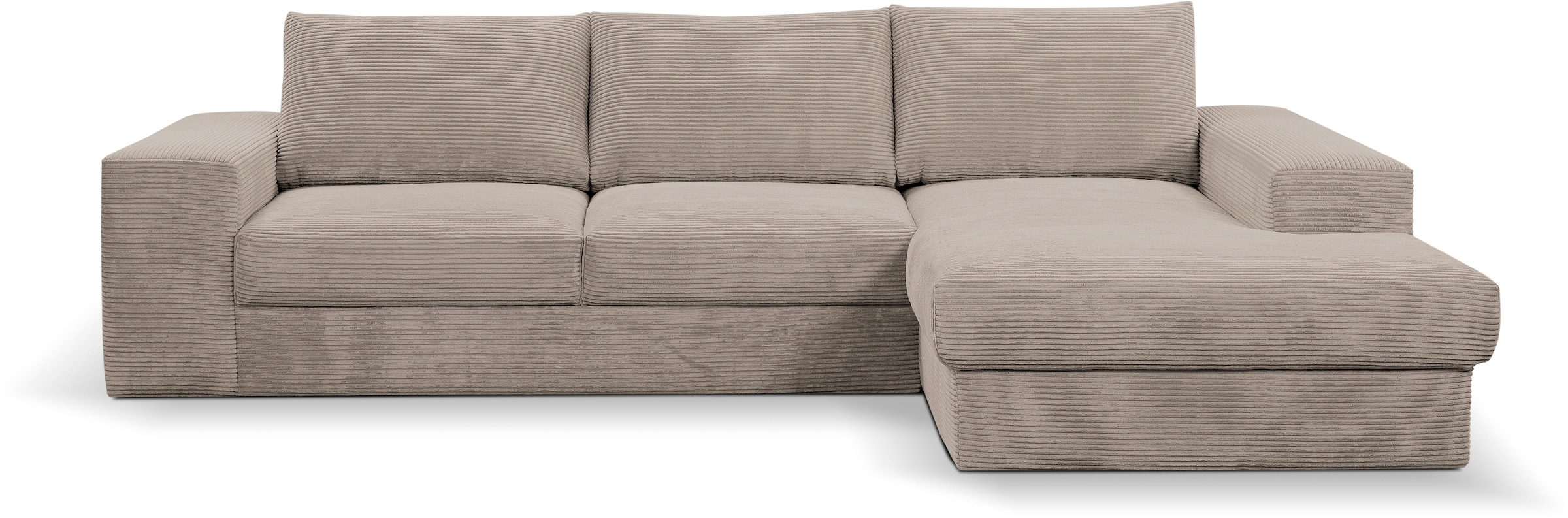 WERK2 Ecksofa »Rozzana Design Ecksofa mit hohem Komfort, zeitlos & elegant,  L-Form,« in kuschelweichen Trendstoffen Cord, Breitcord und Plüsch