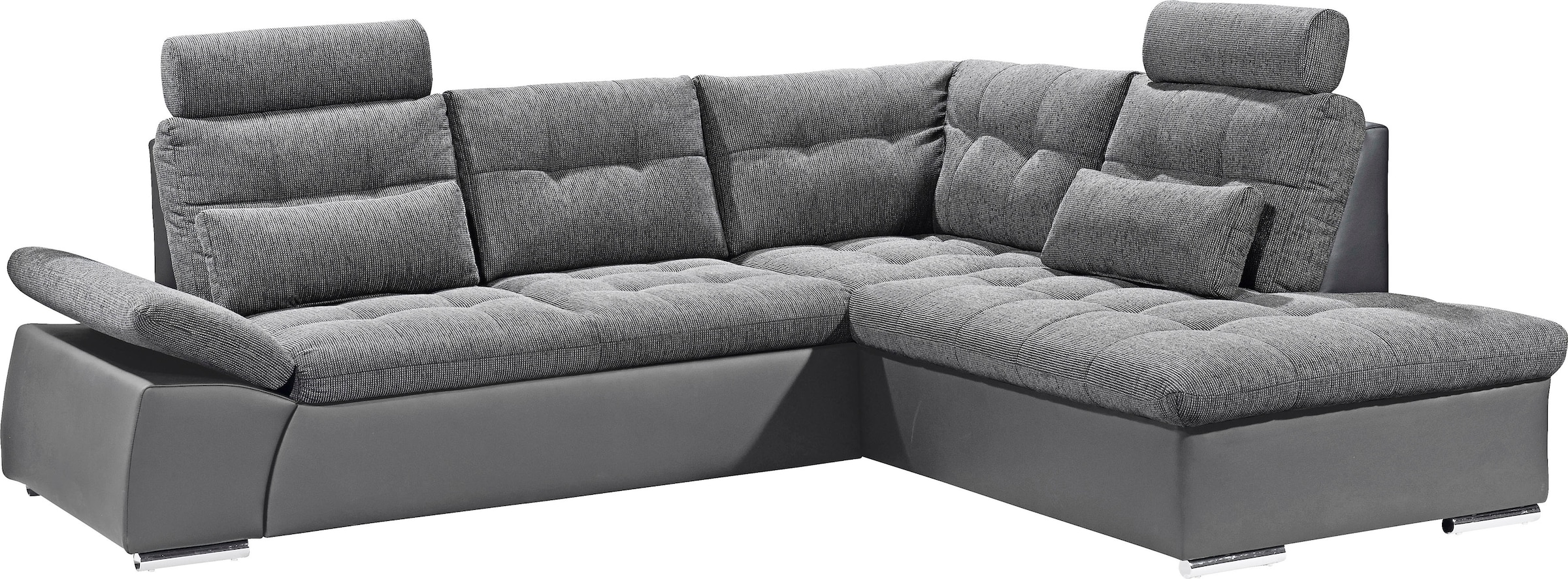 ED EXCITING DESIGN Ecksofa »Jakarta L-Form«, mit Bettfunktion, Kopfstützen, Nierenkissen etc.