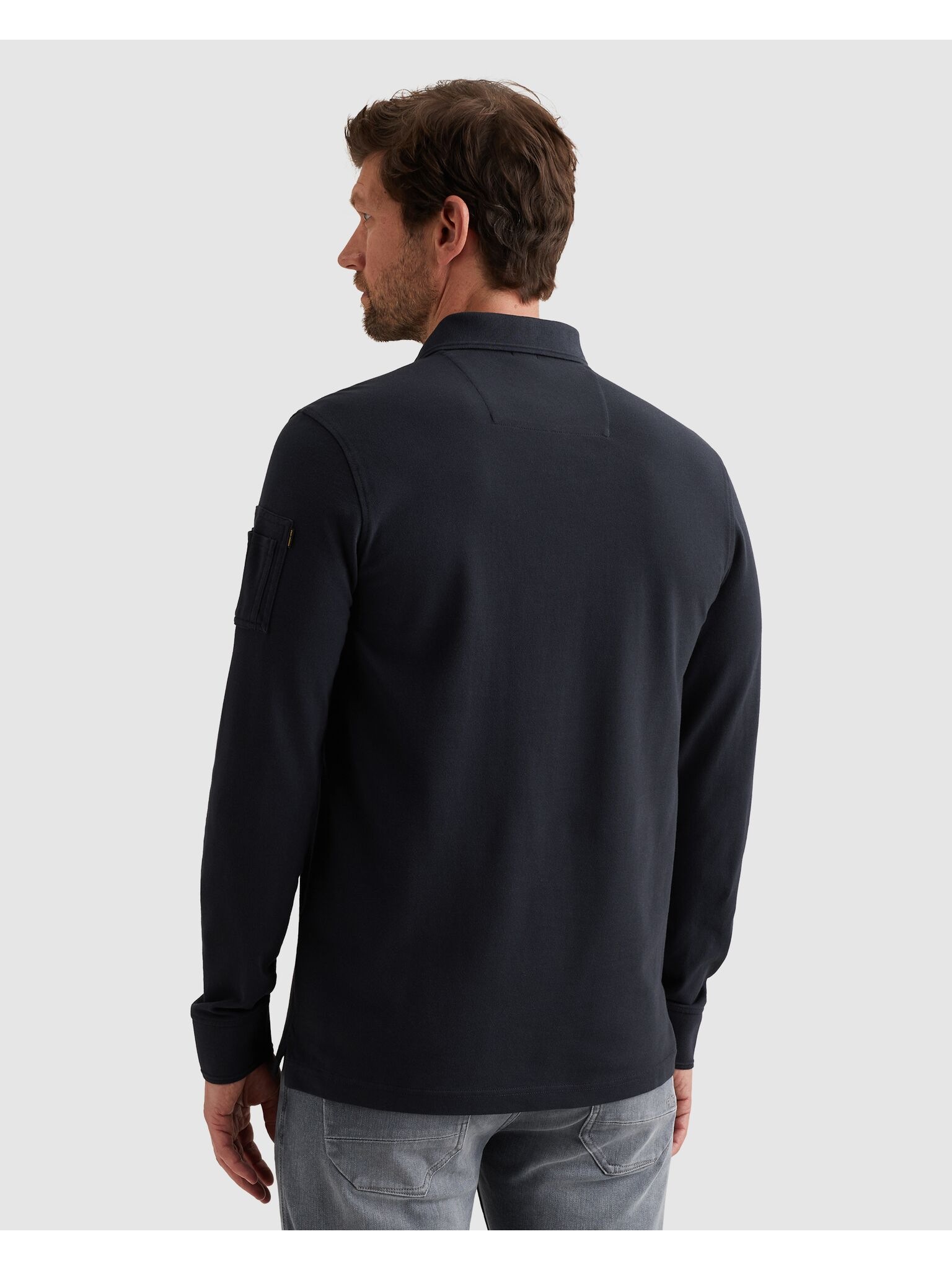 PME LEGEND Langarm-Poloshirt mit Logo Stickerei