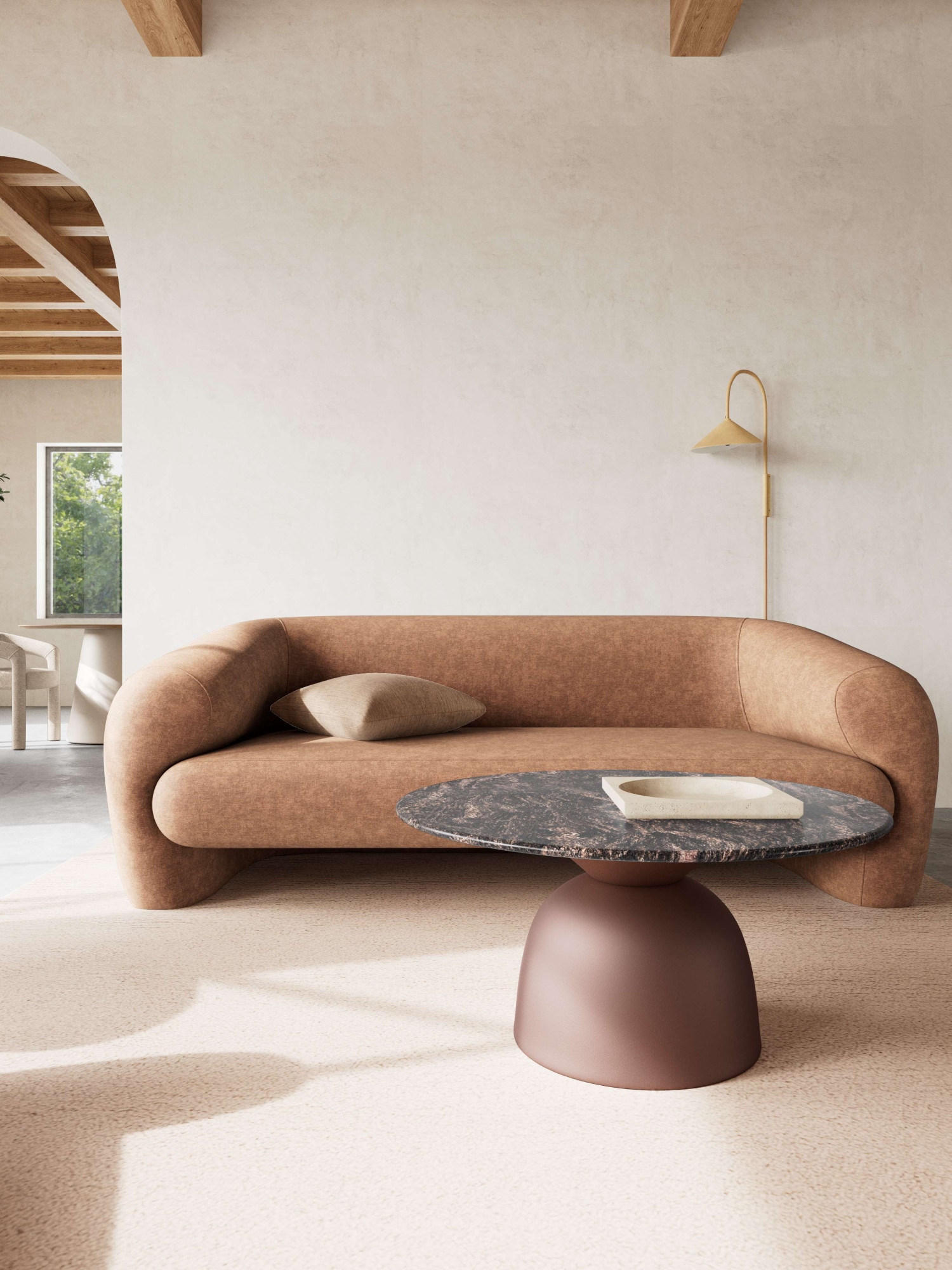 ACTONA GROUP Couchtisch »Ferrol, Tisch, Beistelltisch« grau, Marmor, Säule, 80x42cm
