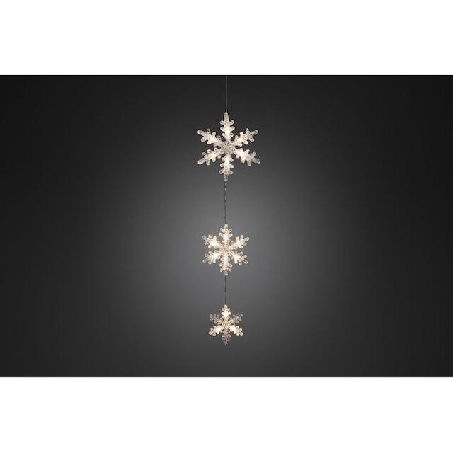 KONSTSMIDE LED-Lichtervorhang »Weihnachtsdeko aussen«, 15 St.-flammig, LED  Lichtervorhang, 3 Acryl Schneeflocken, 15 warm weiße Dioden online bei OTTO
