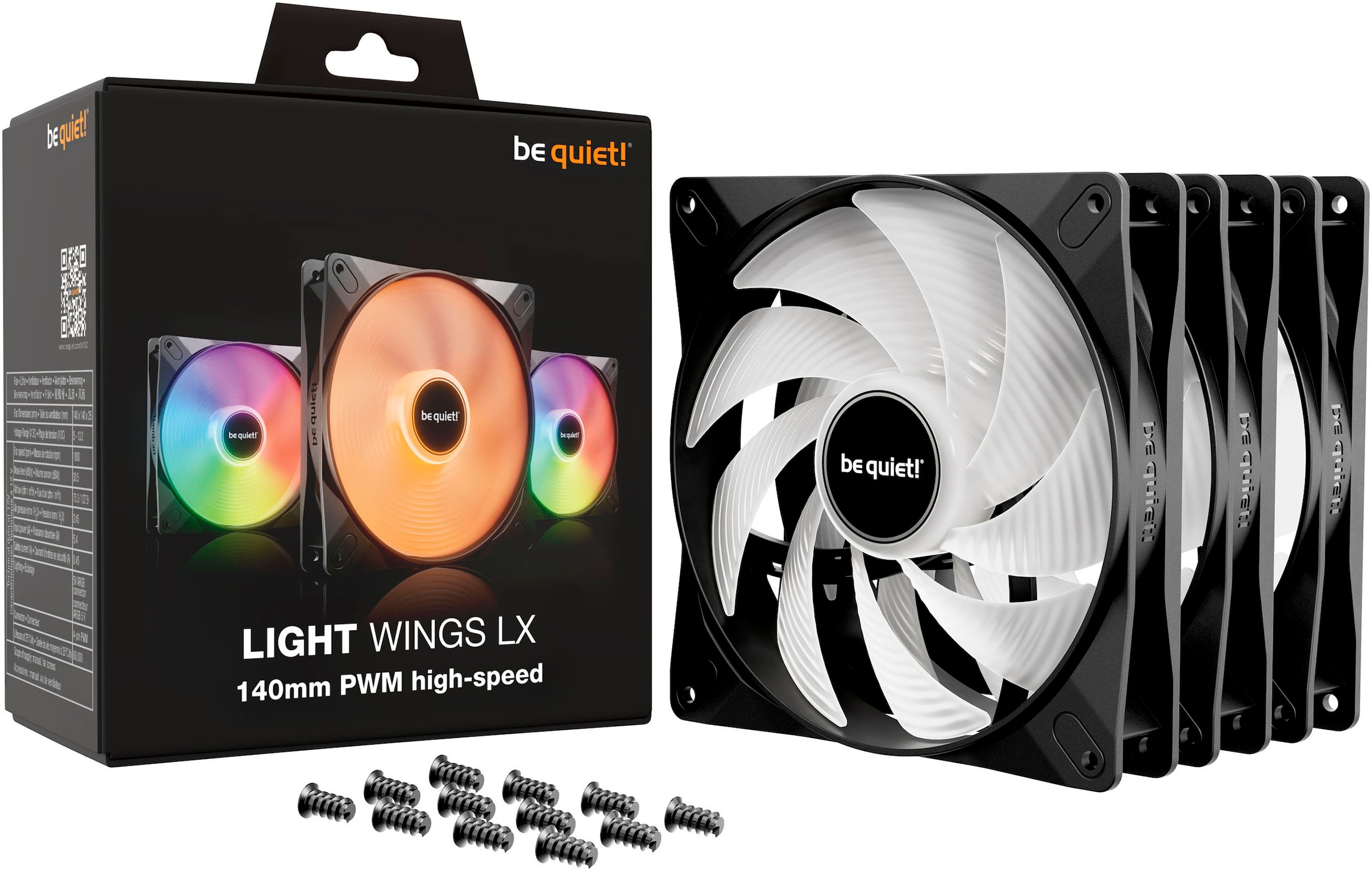 be quiet! Gehäuselüfter »LIGHT WINGS LX 140mm PWM High Speed 3-Pack Black«, (Packung, 3 St.)