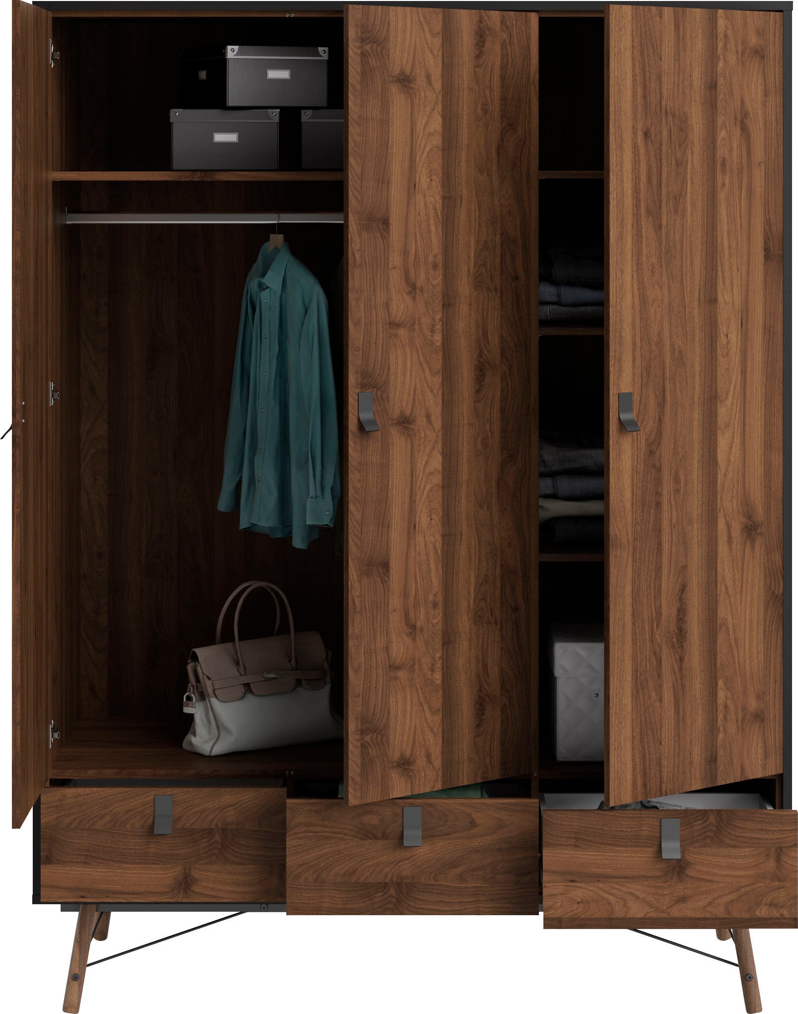 andas Kleiderschrank »RY«, mit 3 Türen und 3 Schubladen, Breite/Höhe 150/200 cm