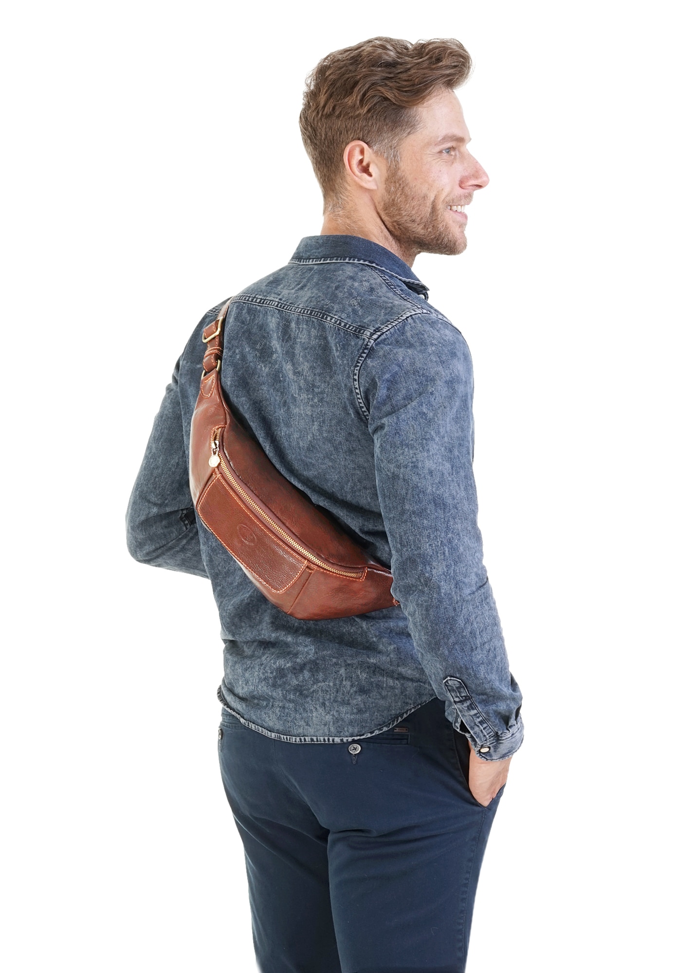 Piké Gürteltasche, echt Leder, Made in Italy