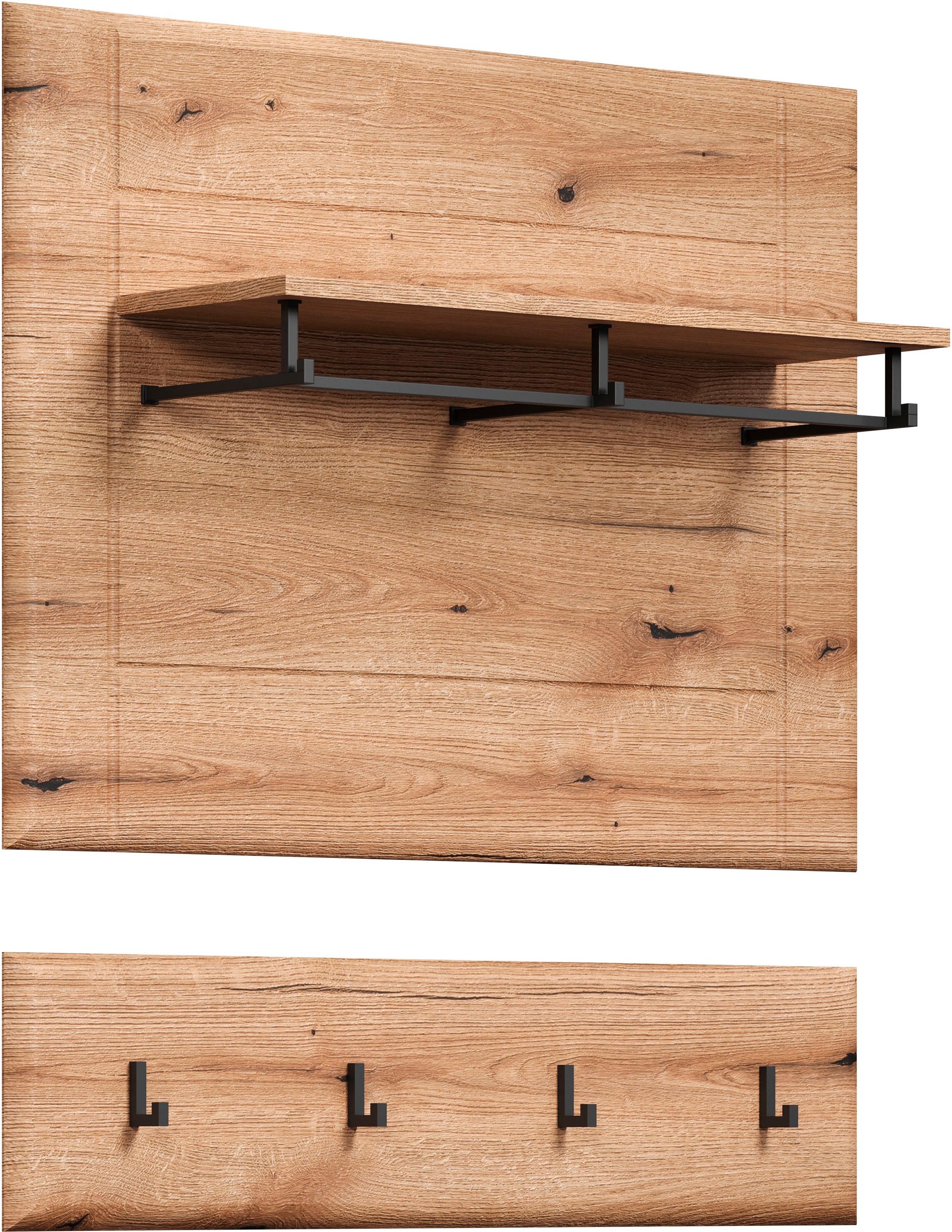 INOSIGN Wandboard »Graz«, (Packung, 1 St.), Maße (B/H/T in cm): (91/80/2) - Farbe: Weiß Hochglanz und Eiche
