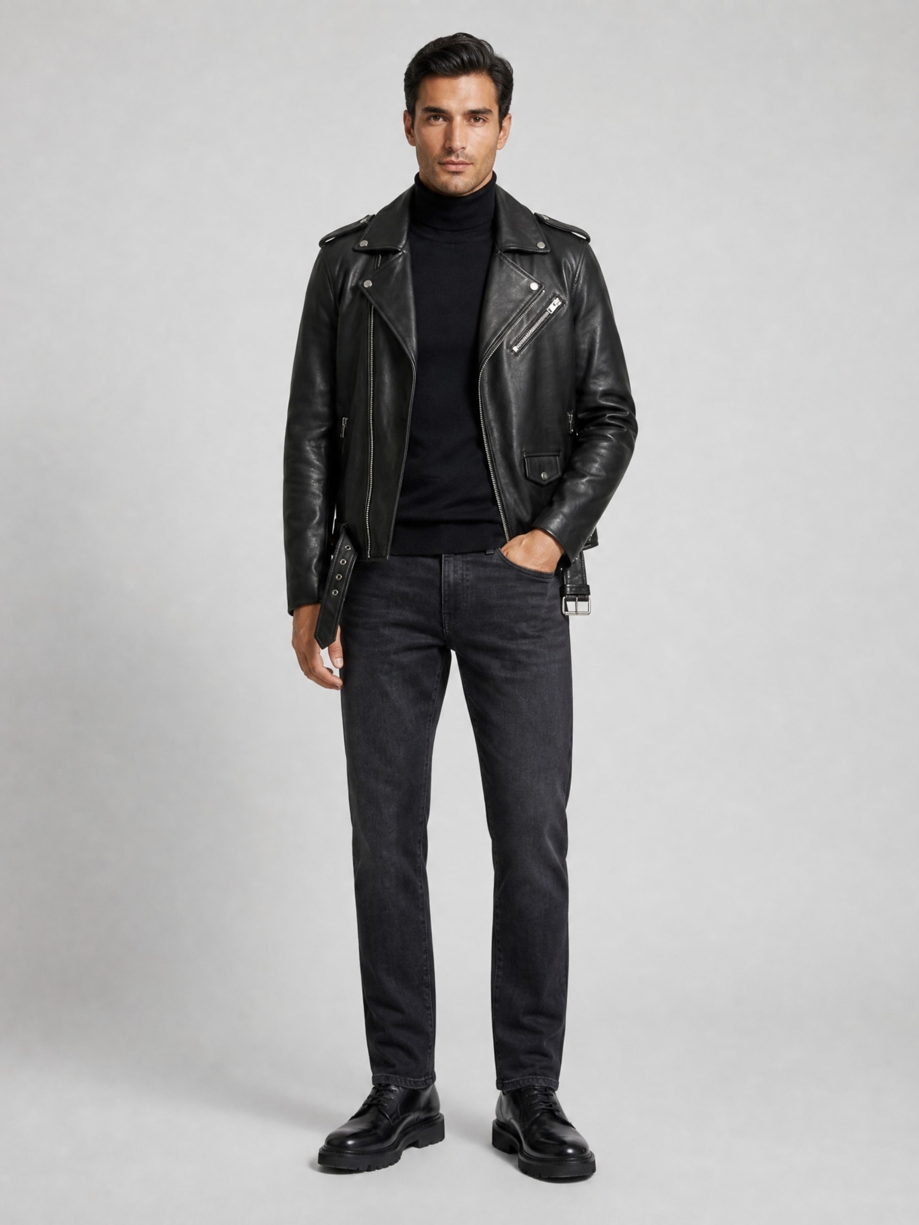 RICANO Bikerjacke »Lederjacke Marco« ohne Kapuze Handgefertigt aus echtem Leder
