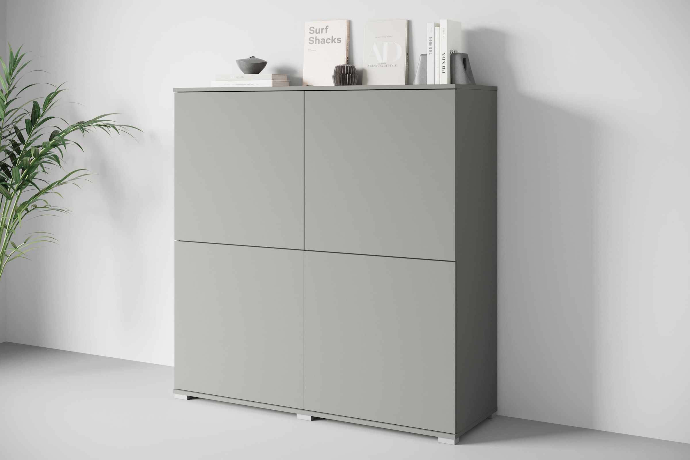 INOSIGN Highboard »Kenia, moderne grifflose Hochkommode mit 4 Türen, Breite 120 cm«, (1 St.), Push-to-Open-Fronten, höhenverstellbaren Einlegeböden