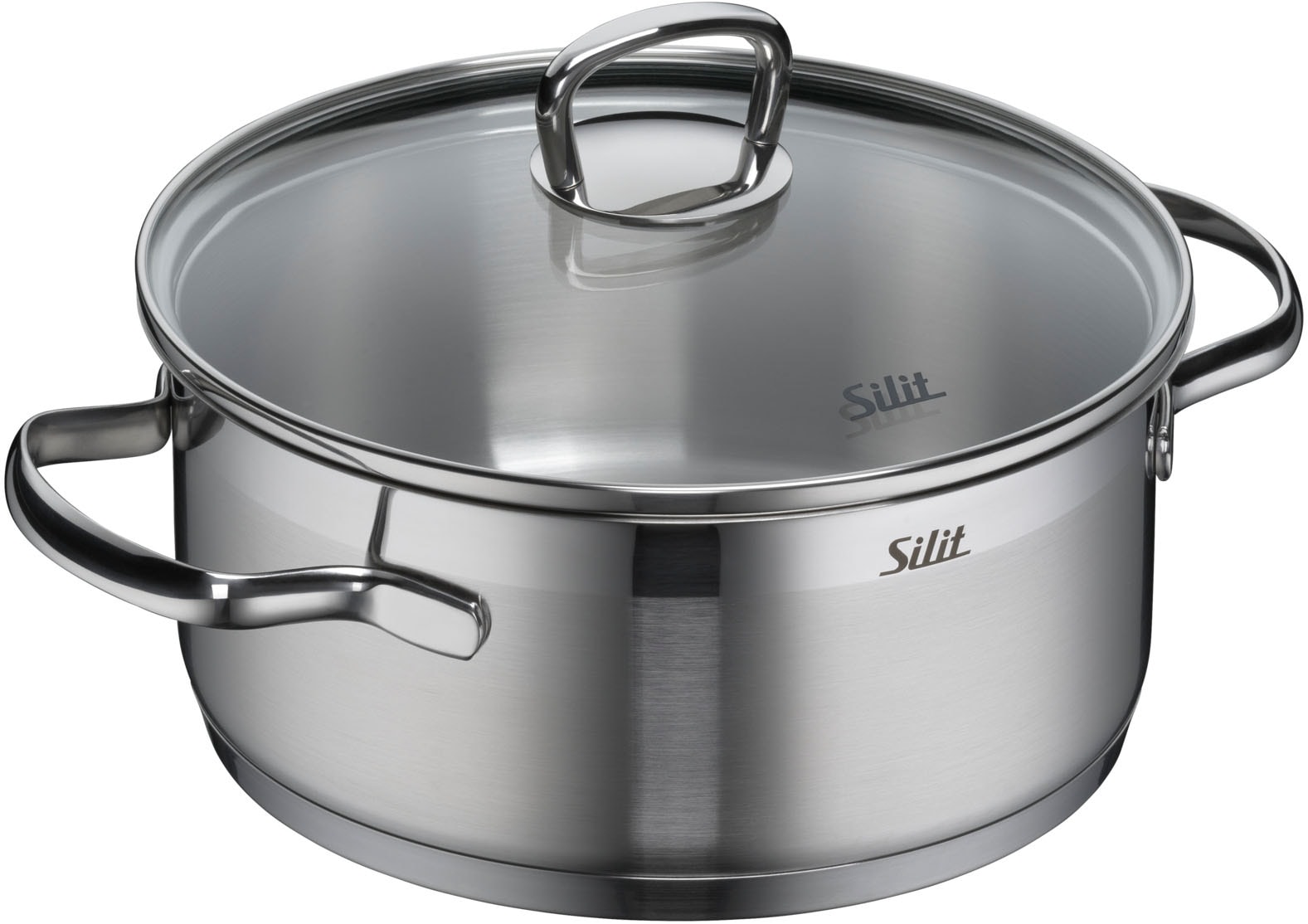 Silit Topf-Set »Toskana Induktion, Kochtopf Set mit Glasdeckel, teilmattiert«, Edelstahl 18/10, (Set, 8 tlg., je 1 Bratentopf Ø 16/20 cm, je 1 Fleischtopf Ø 16/20 cm), Induktions Töpfe Set, für alle Herdarten geeignet, ohne Skalierung