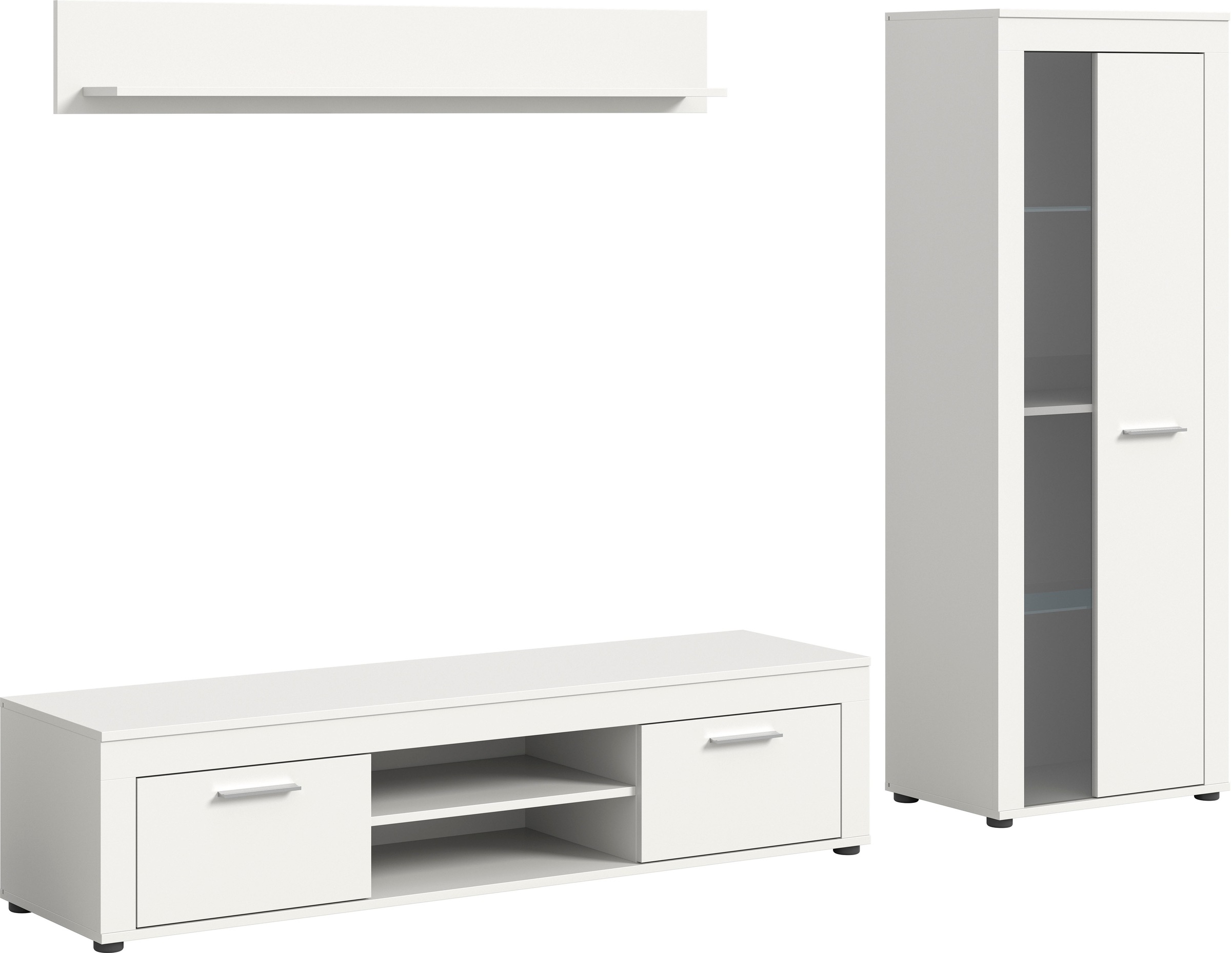 INOSIGN Wohnwand »Aosta, Breite 235cm, bestehend aus Lowboard, Wandboard, Vitrine«, (3 St.), Wohnwand, Kombination, Anbauwand, Möbel Set, Schrankwand, Möbel Kombi