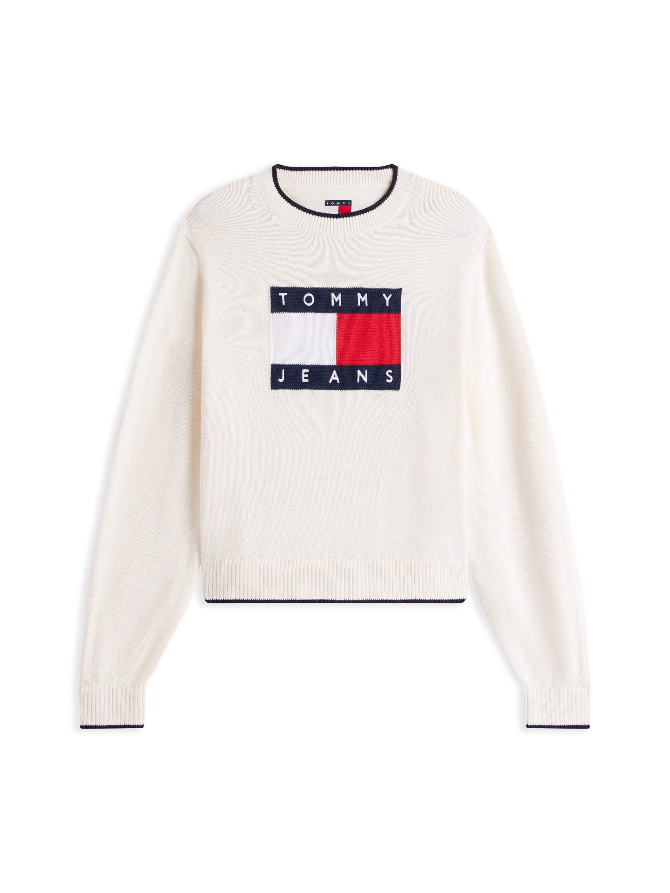 Tommy Jeans Strickpullover »TJW TIPPING FLAG SWEATER EXT« mit Logo-Intarsie, Relaxed Fit
