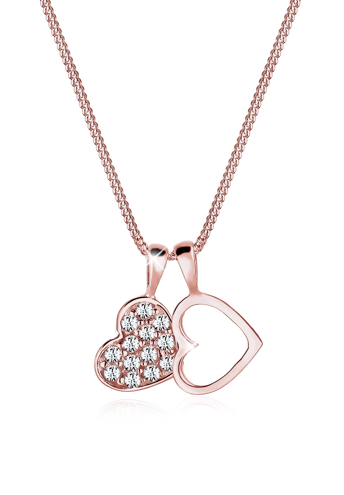 Elli Collierkettchen »Herz Duo Funkelnd Kristalle 925 Silber«