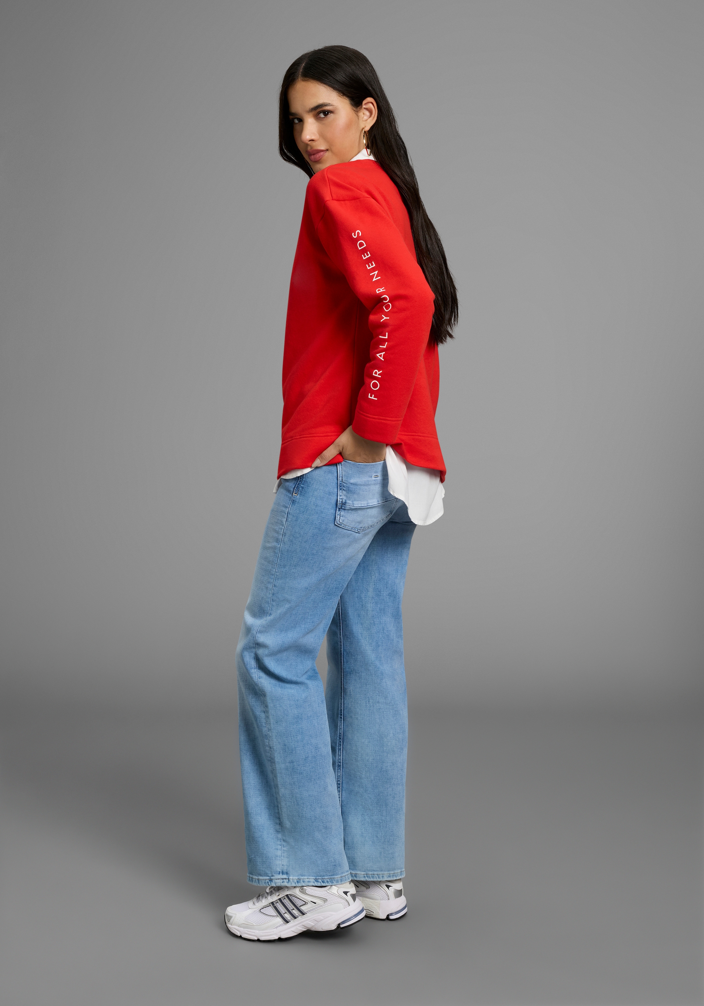 FAYN SPORTS Sweater, Weite Oversize‑Passform mit Logo‑Print auf Brust und Ärmel