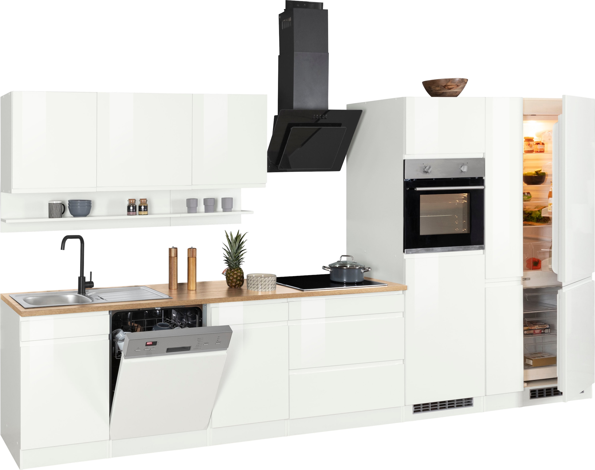 KOCHSTATION Küchenzeile »KS-Virginia«, Breite 390 cm, mit Glaskeramik-oder Induktionskochfeld